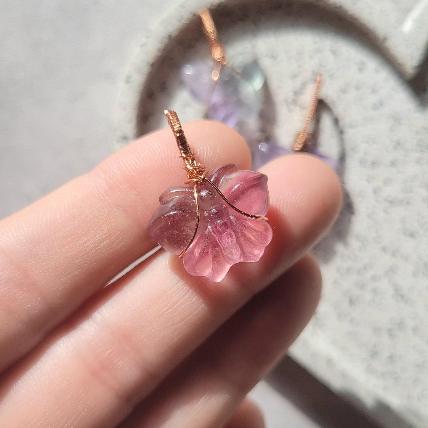 fluorite butterfly pendant // copper wrapped