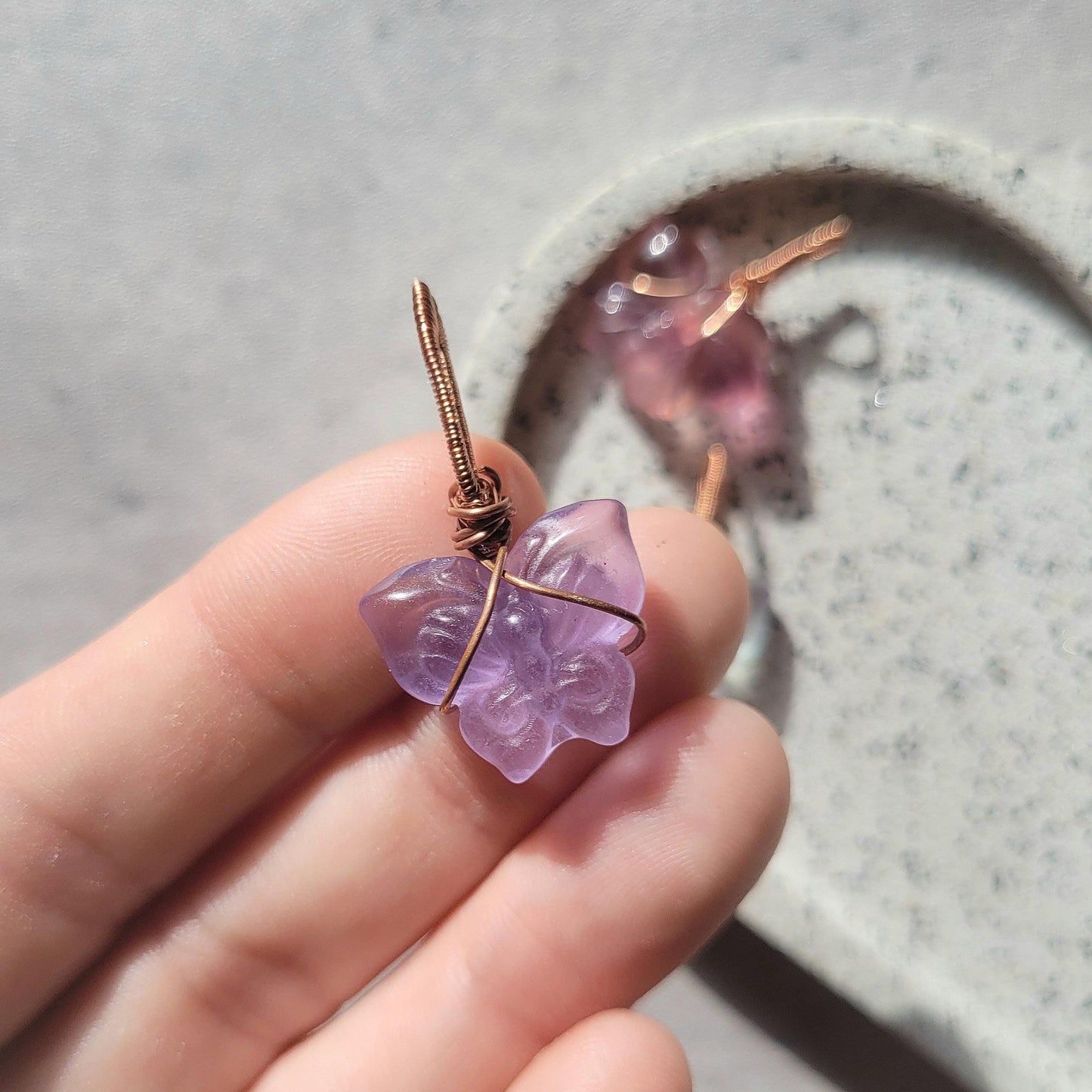 fluorite butterfly pendant // copper wrapped