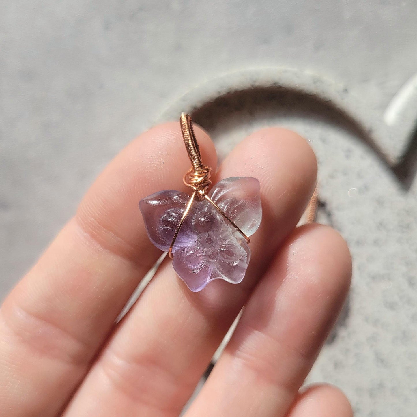 fluorite butterfly pendant // copper wrapped