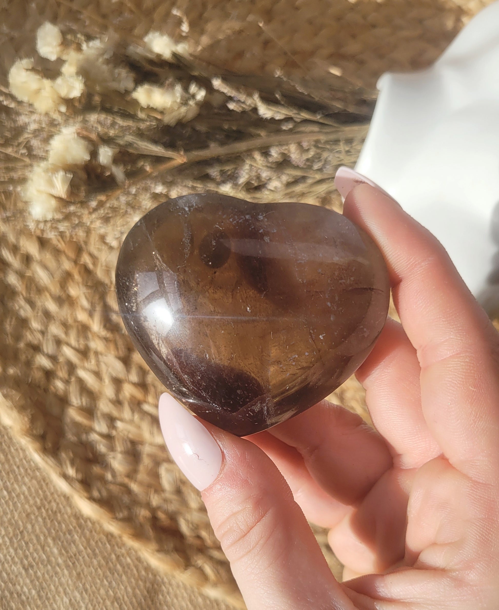 Natural smokey quartz heart // Meditation stone // grounding