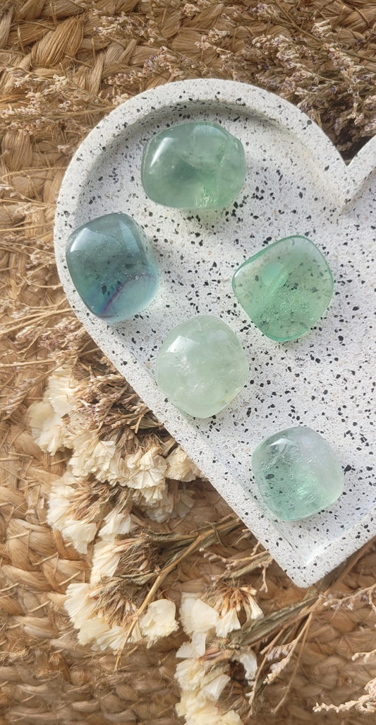 Green fluorite tumbled stone