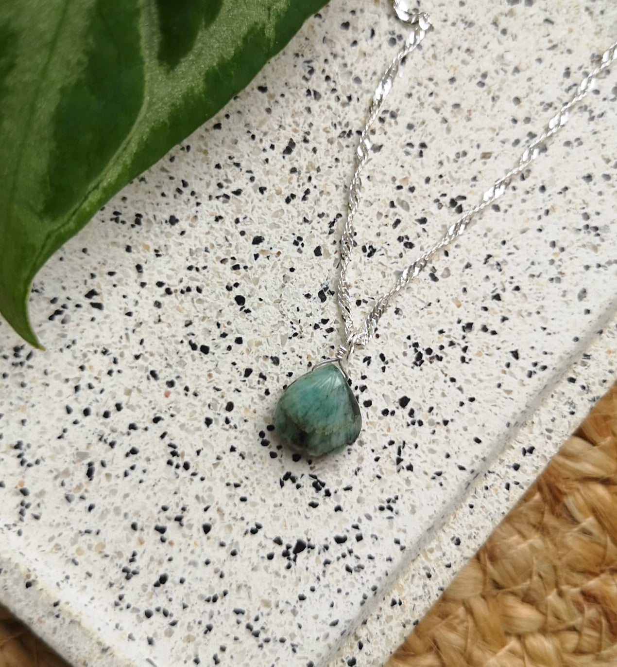 Emerald shell pendant & chain // 925-sterling-silver // hand crafted in cleethorpes