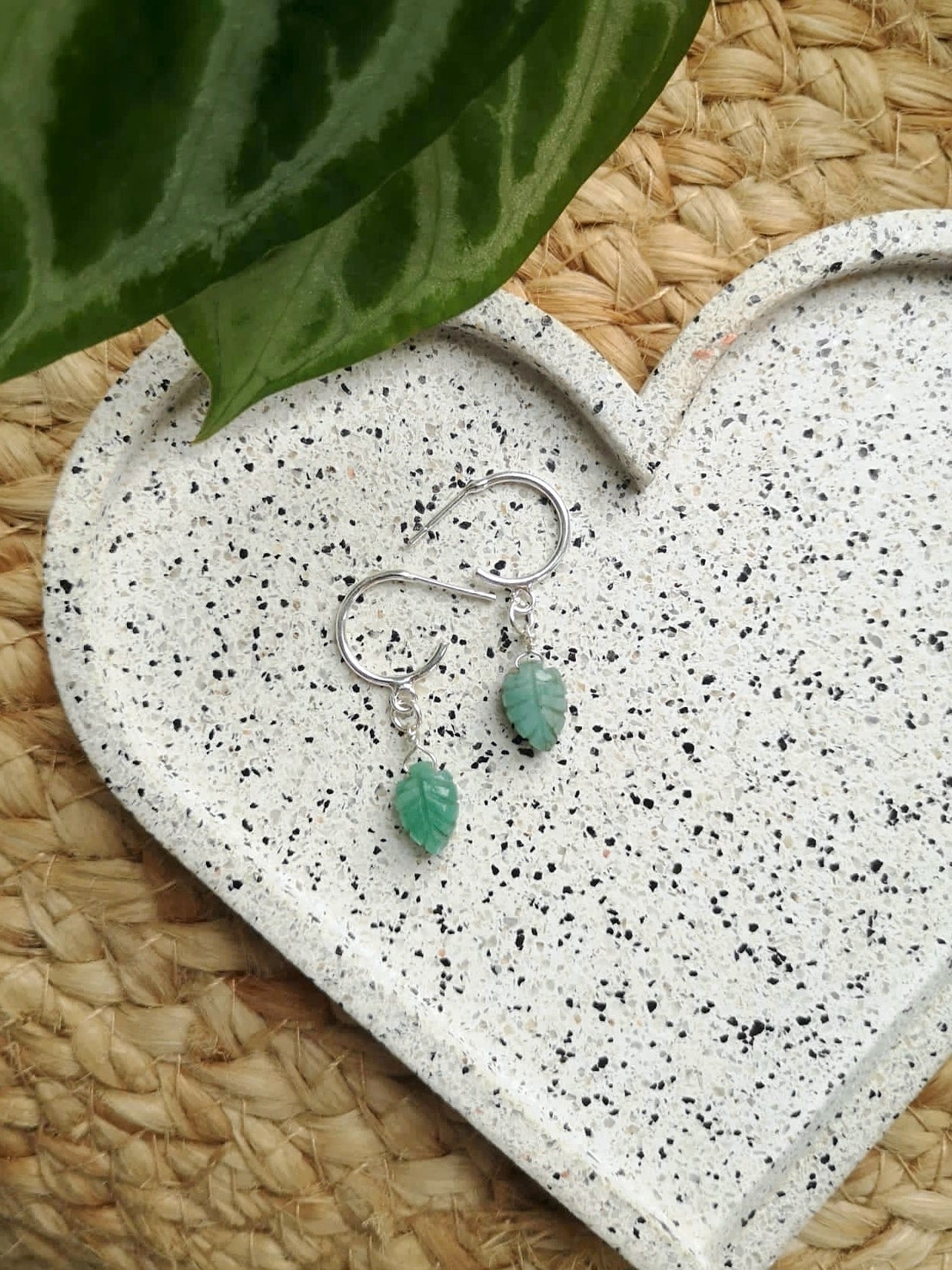 Emerald leaf // 925 sterling silver earrings // hand crafted in Cleethorpes, UK
