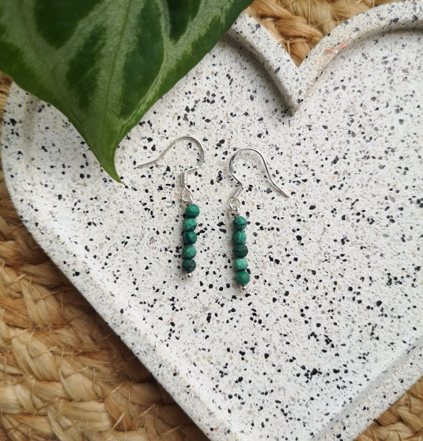 Faceted malachite // 925 sterling silver earrings // hand crafted in Cleethorpes, UK