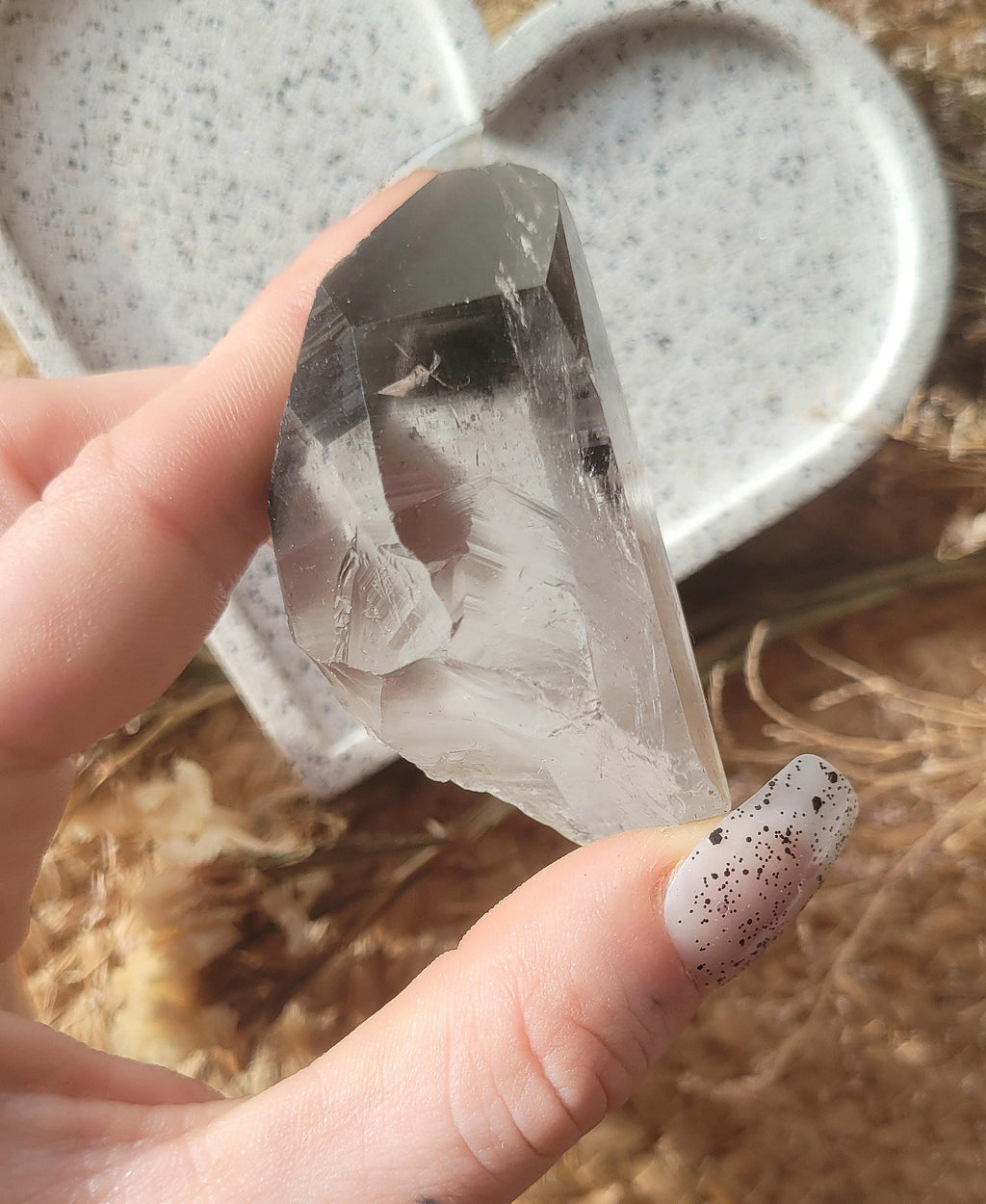 New find silver phantom lemurian seed quartz // included lemurian quartz// approx 5.9cm