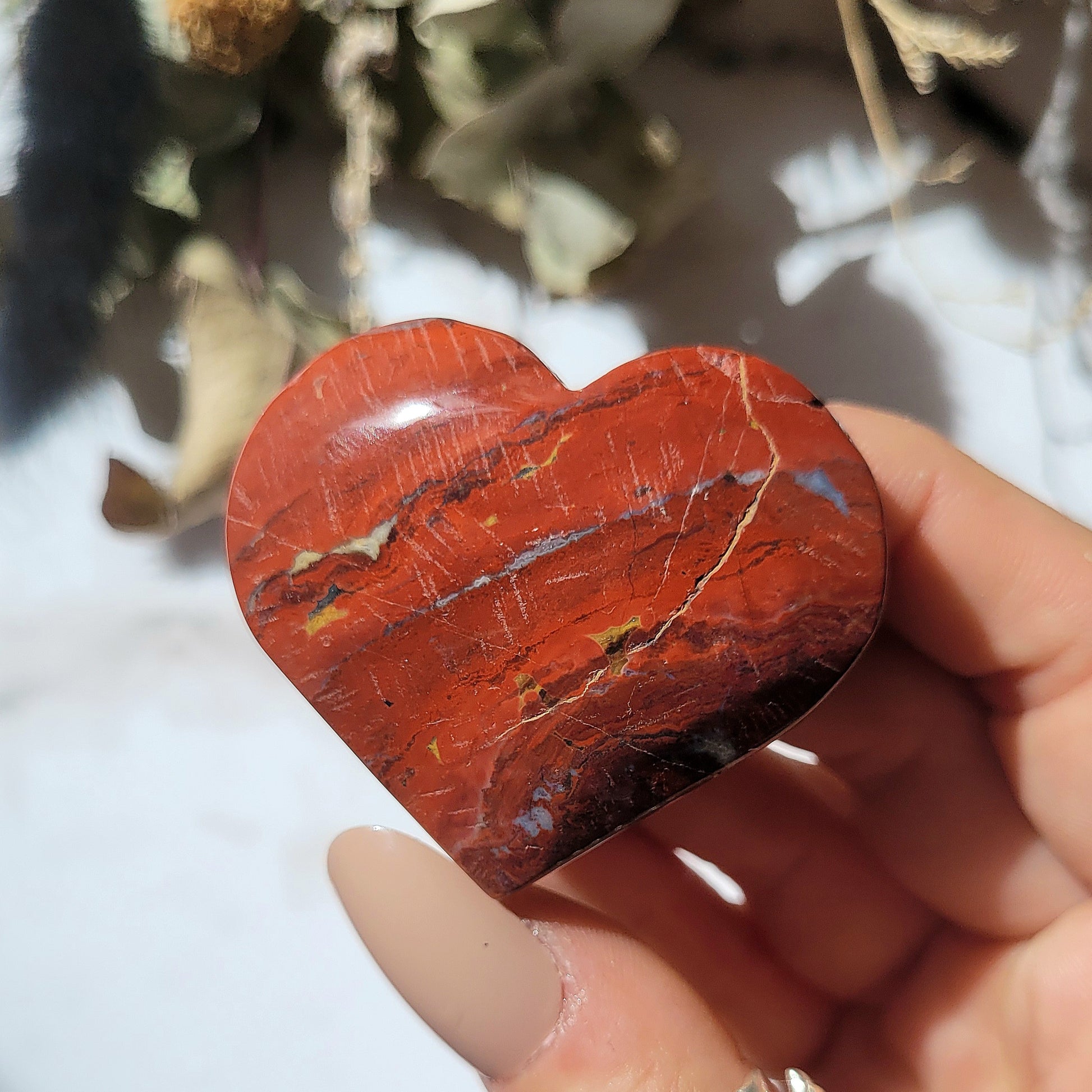 Natural red jasper // crystal carved heart