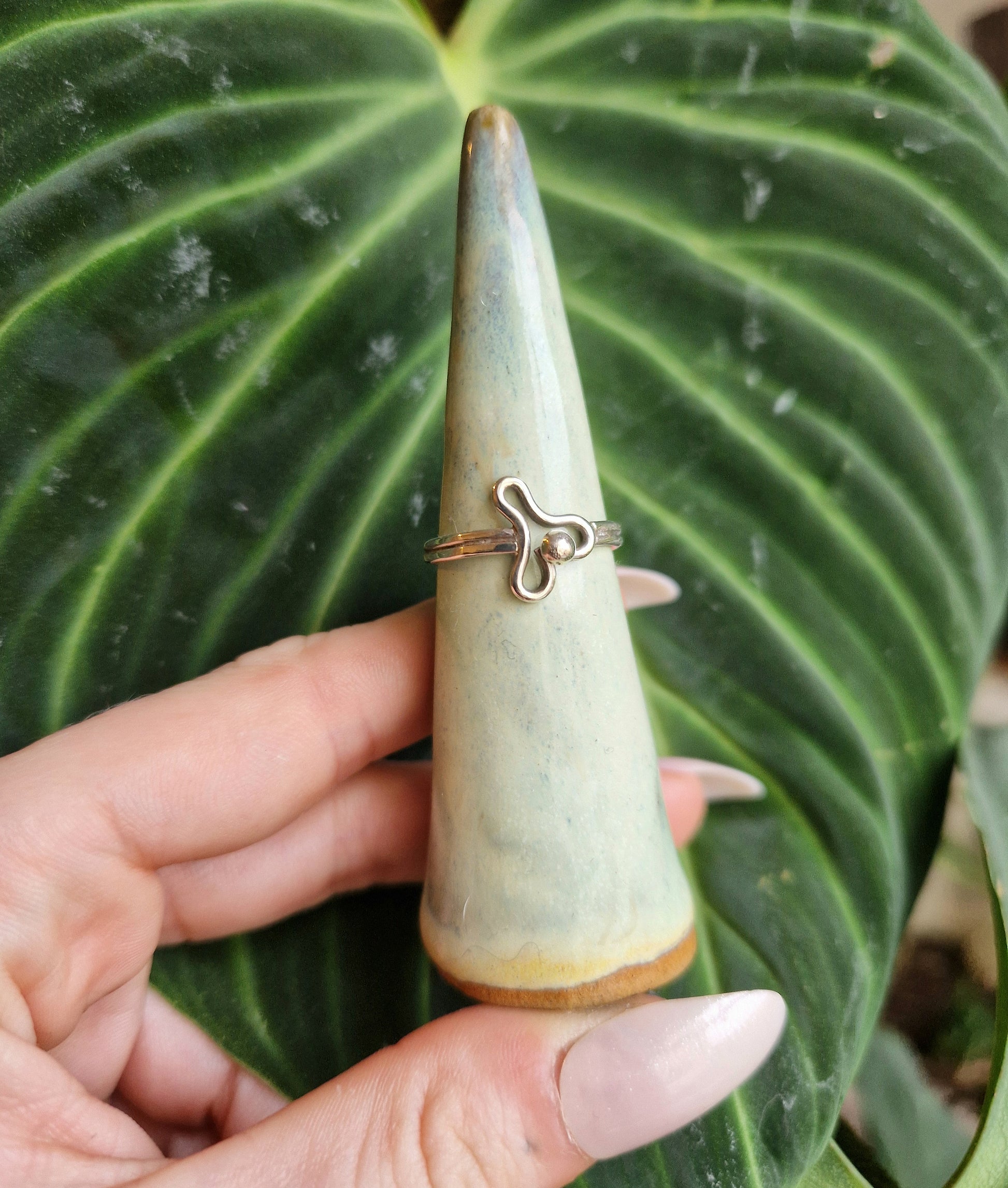 Abstract sterling silver ring // UK size O