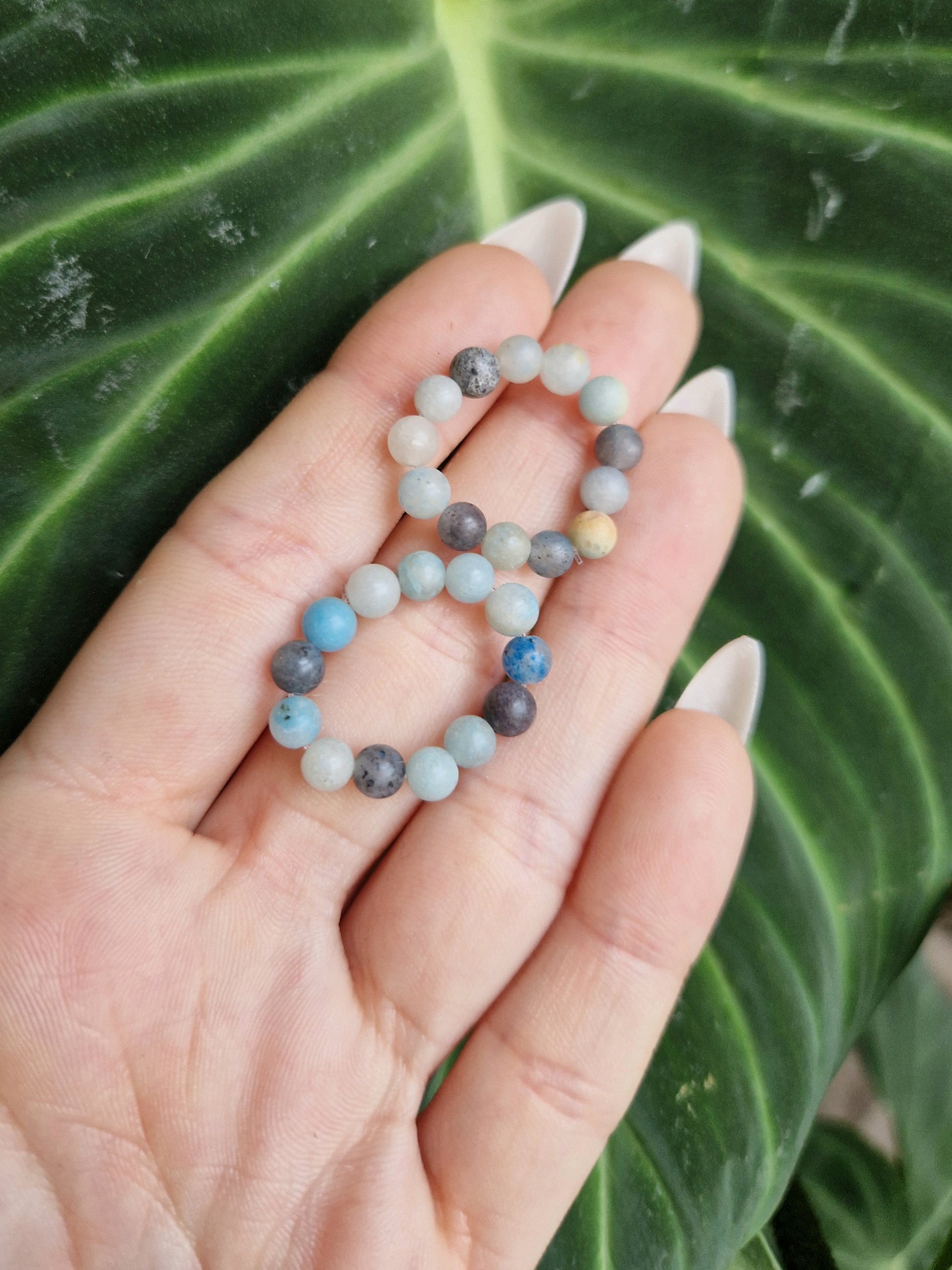 Trollite beaded ring // handmade elasticated Crystal bead ring