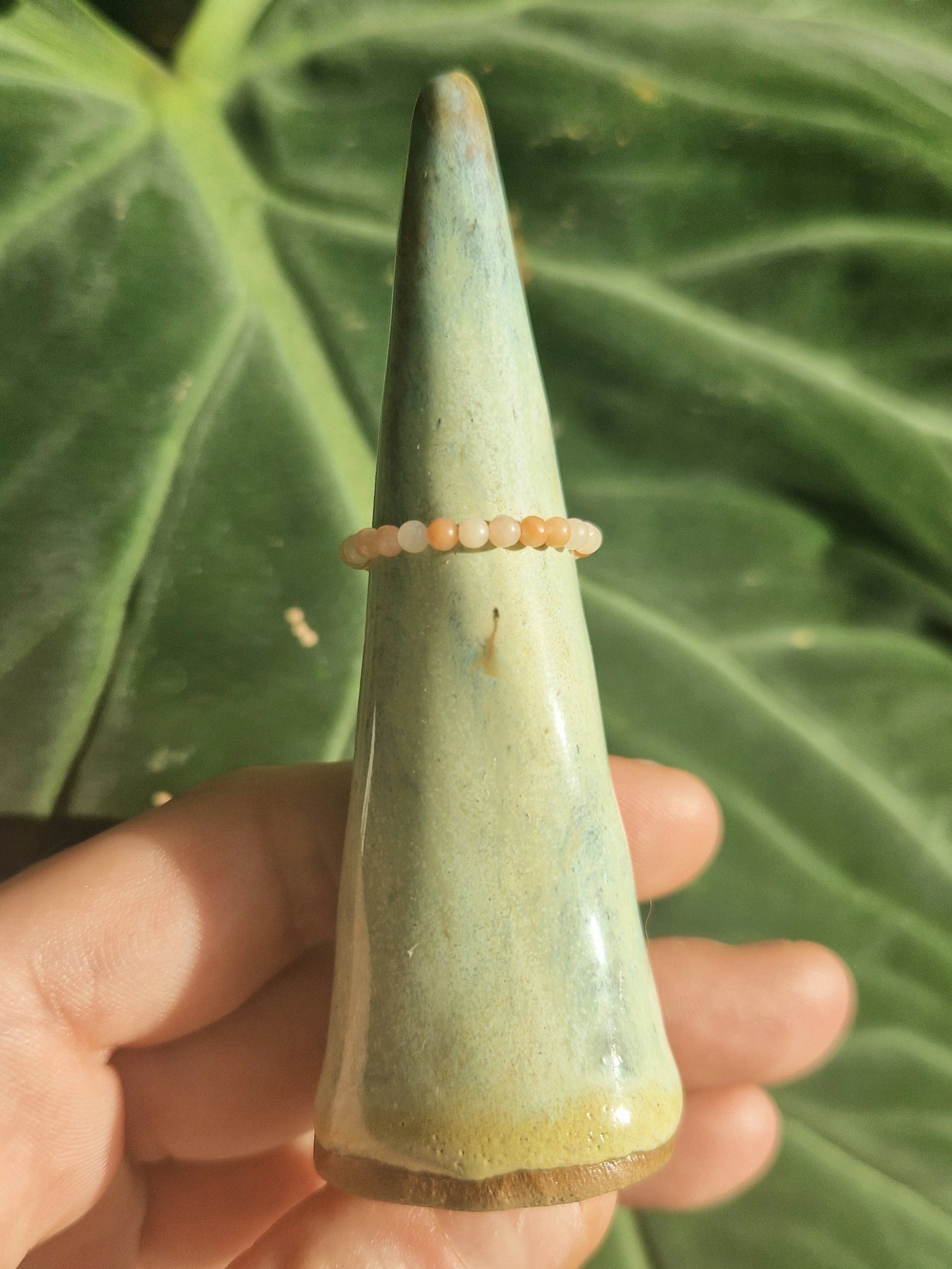 peach aventurine beaded ring // elastic ring // crystal healing // handmade in Cleethorpes // Crystal healing Jewellery