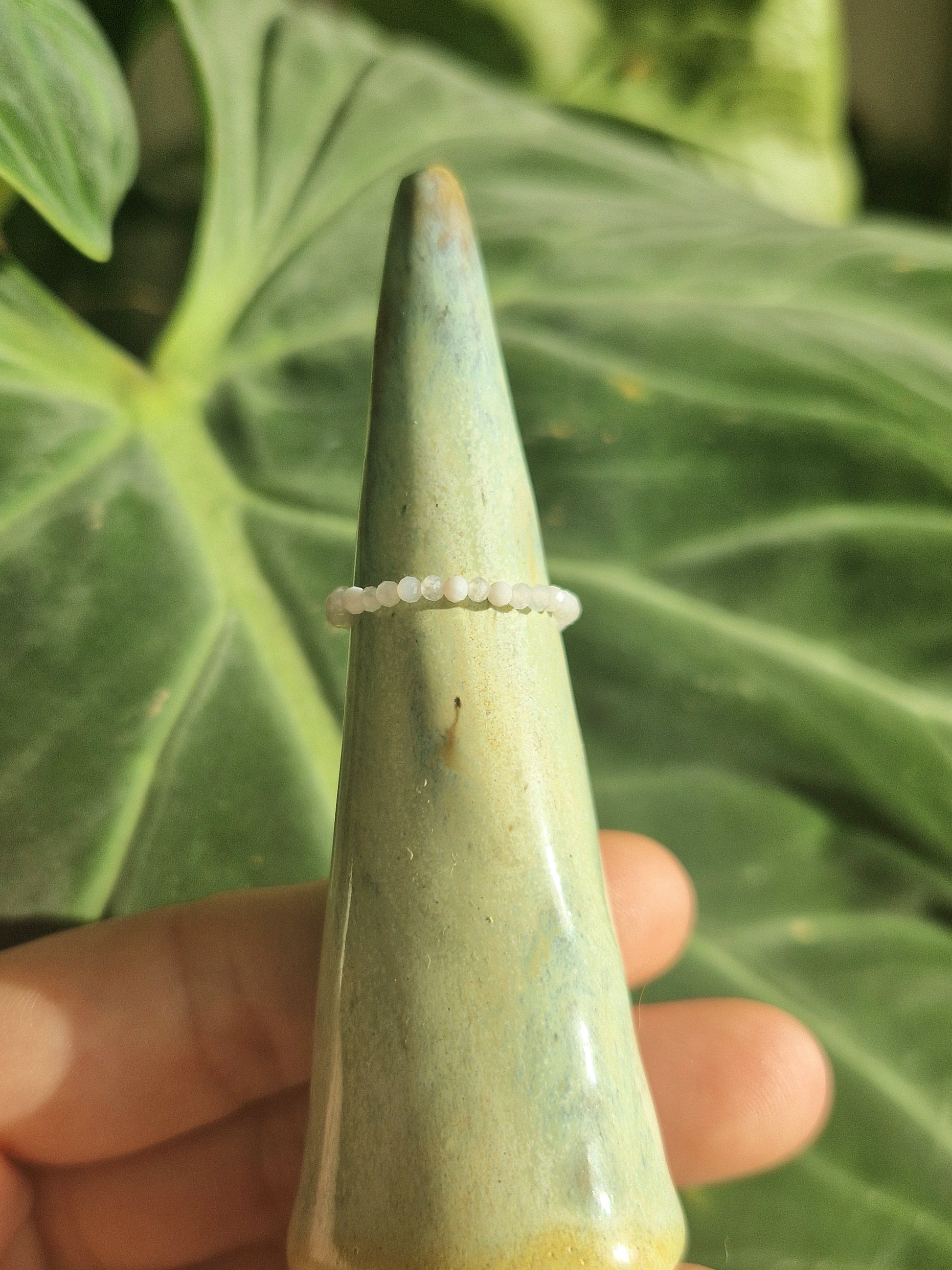 blue lace agate beaded ring // elastic ring // crystal healing // handmade in Cleethorpes // Crystal healing Jewellery