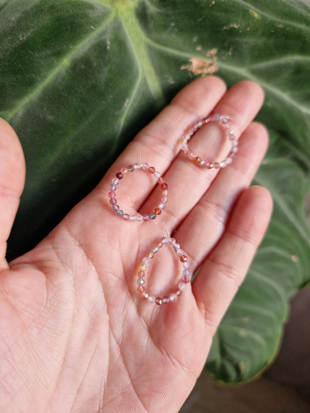 pink tourmaline beaded ring // blue tourmaline // elastic ring // crystal healing // handmade