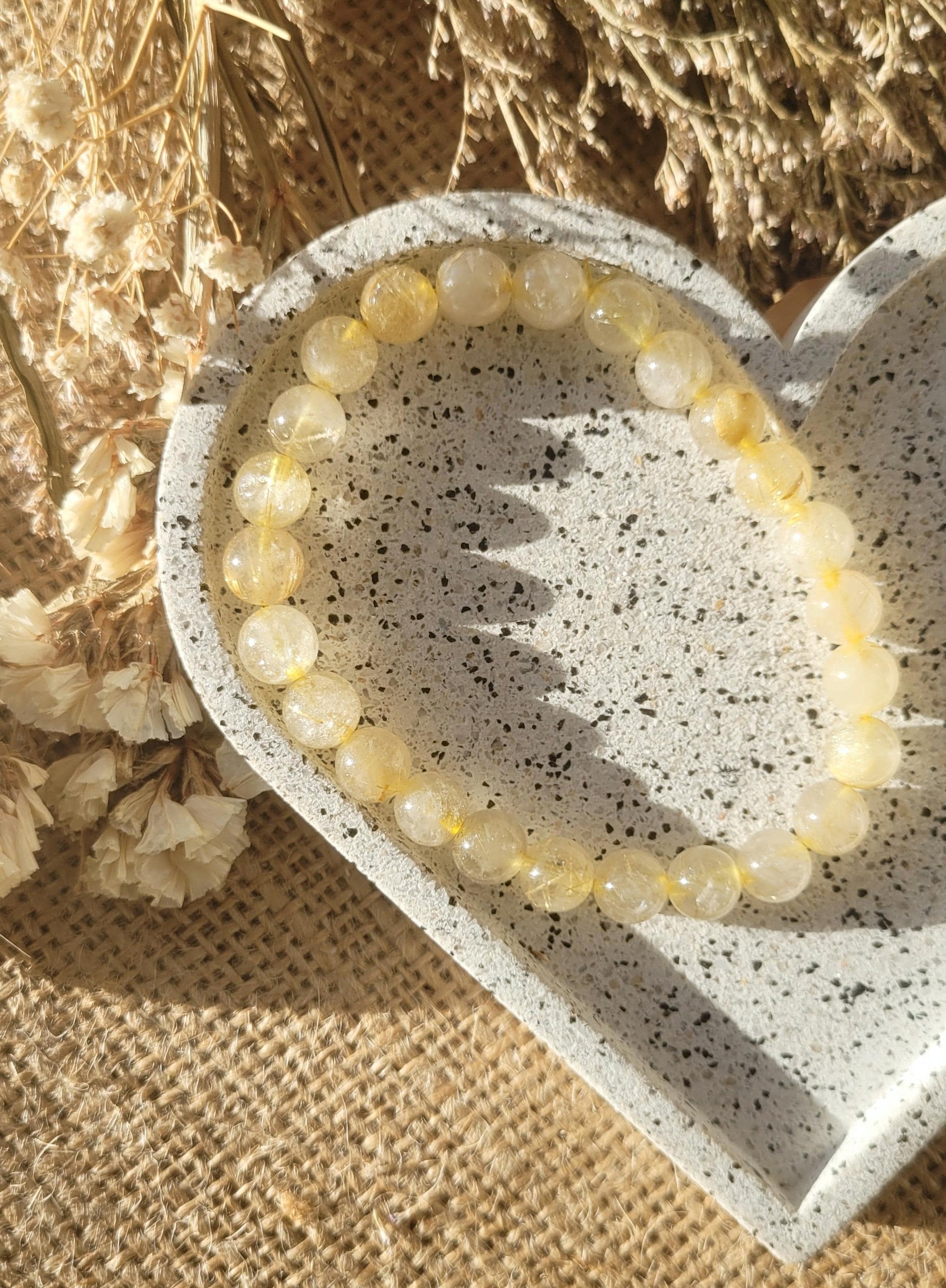 natural golden rutile beaded bracelet 8mm