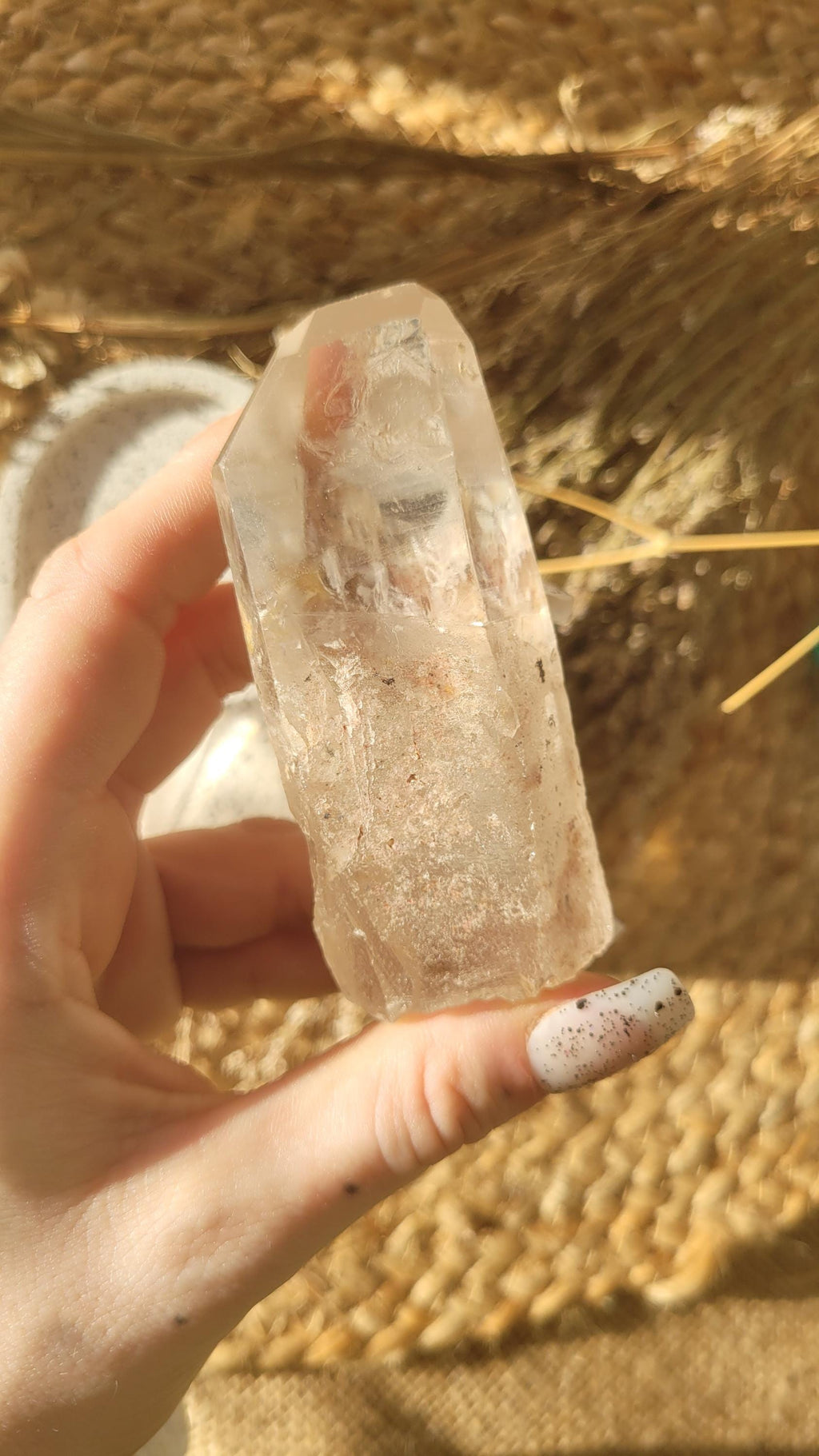 Golden included lemurian quartz with inclusions // barcode lemurian quartz // Brazil // approx 9.4cm