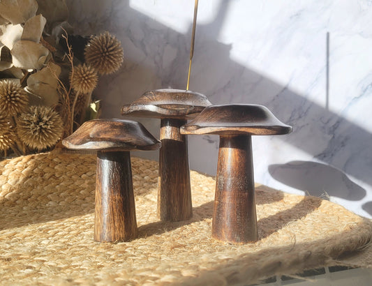 mushroom incense stick & cone holder // wooden approx. 10-14cm