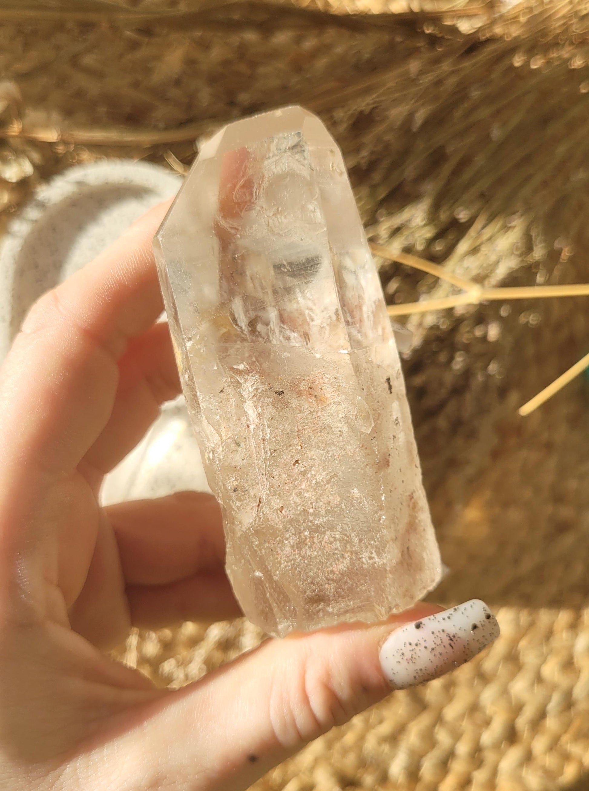 Golden included lemurian quartz with inclusions // barcode lemurian quartz // Brazil // approx 9.4cm
