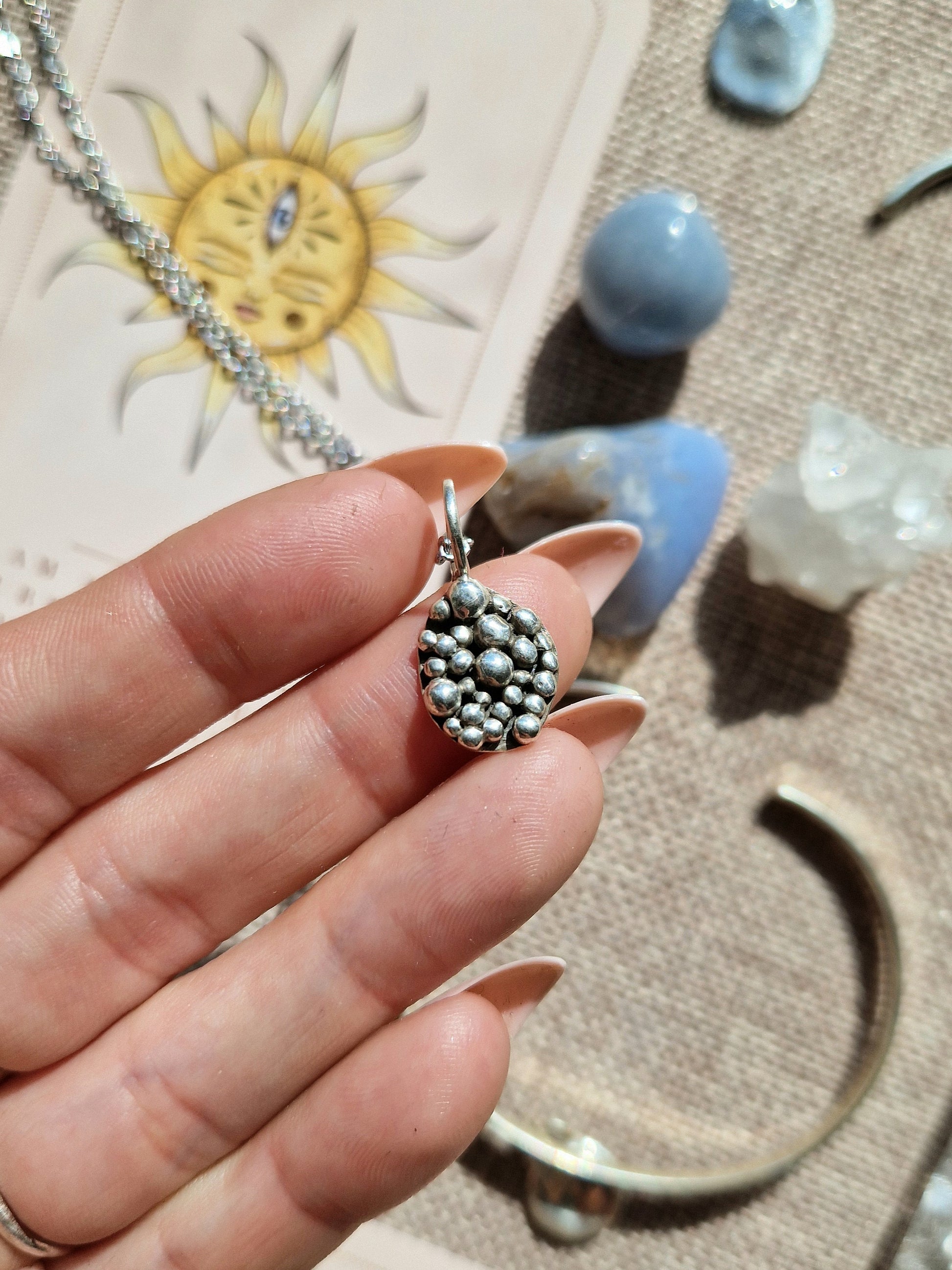 Handmade sterling silver bubble pendant with chain // handmade in Cleethorpes