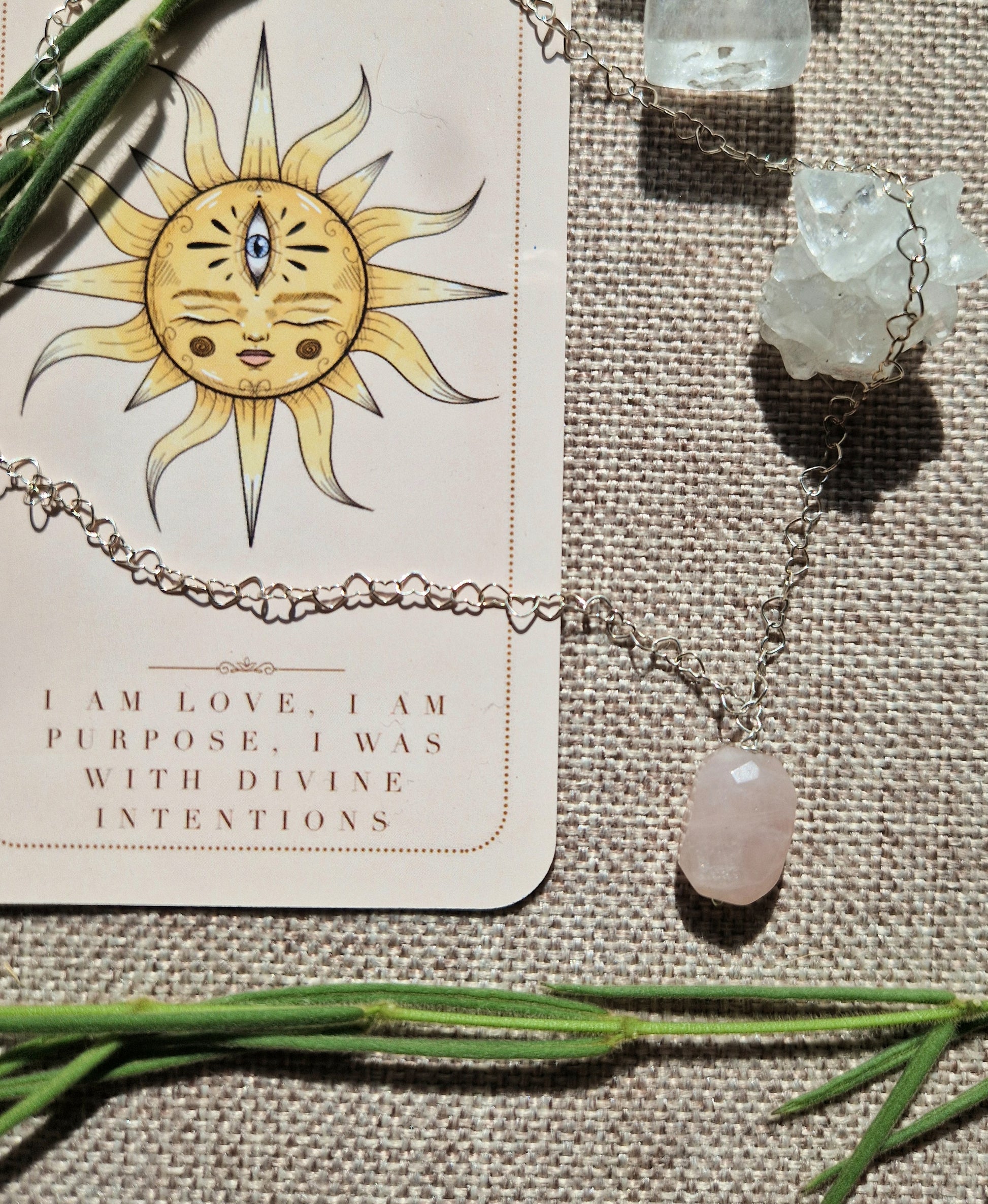 Love heart chain // rose quartz // 925 sterling silver // heart chakra