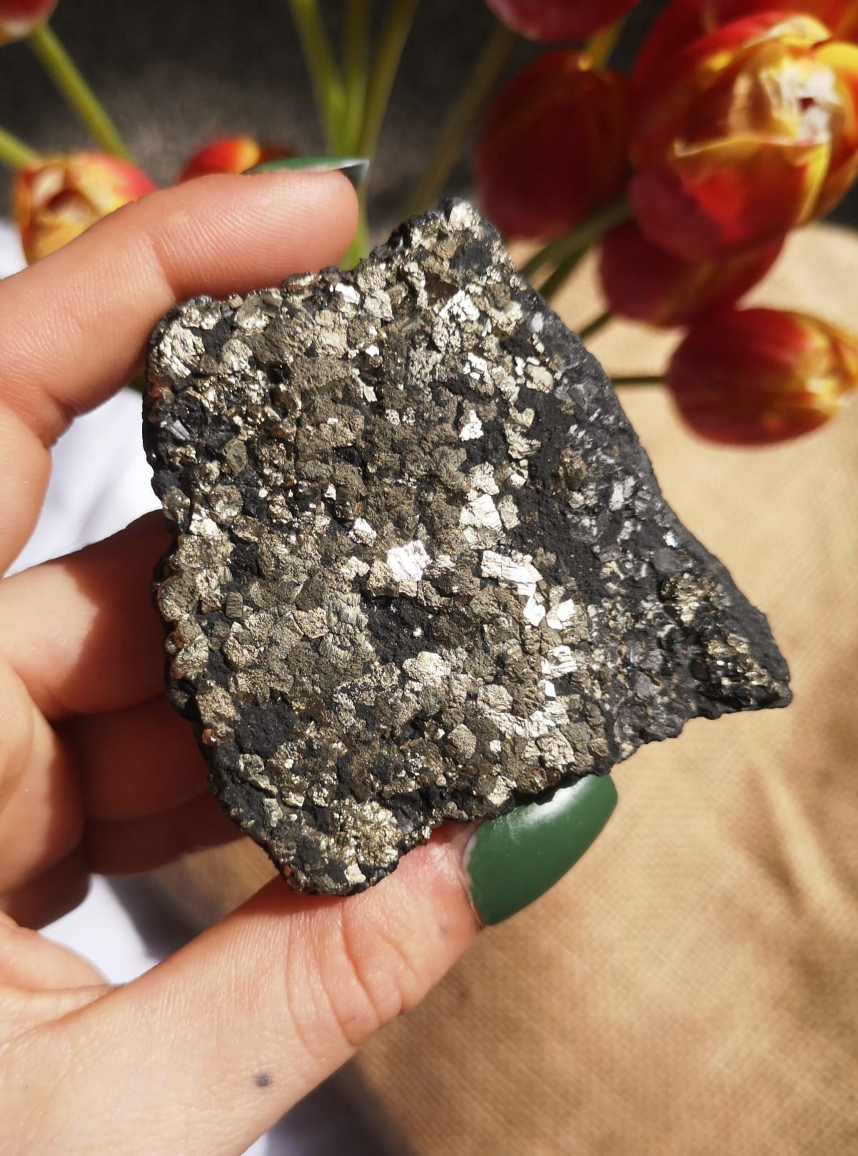 Shungite & pyrite slice // Natural healing crystals