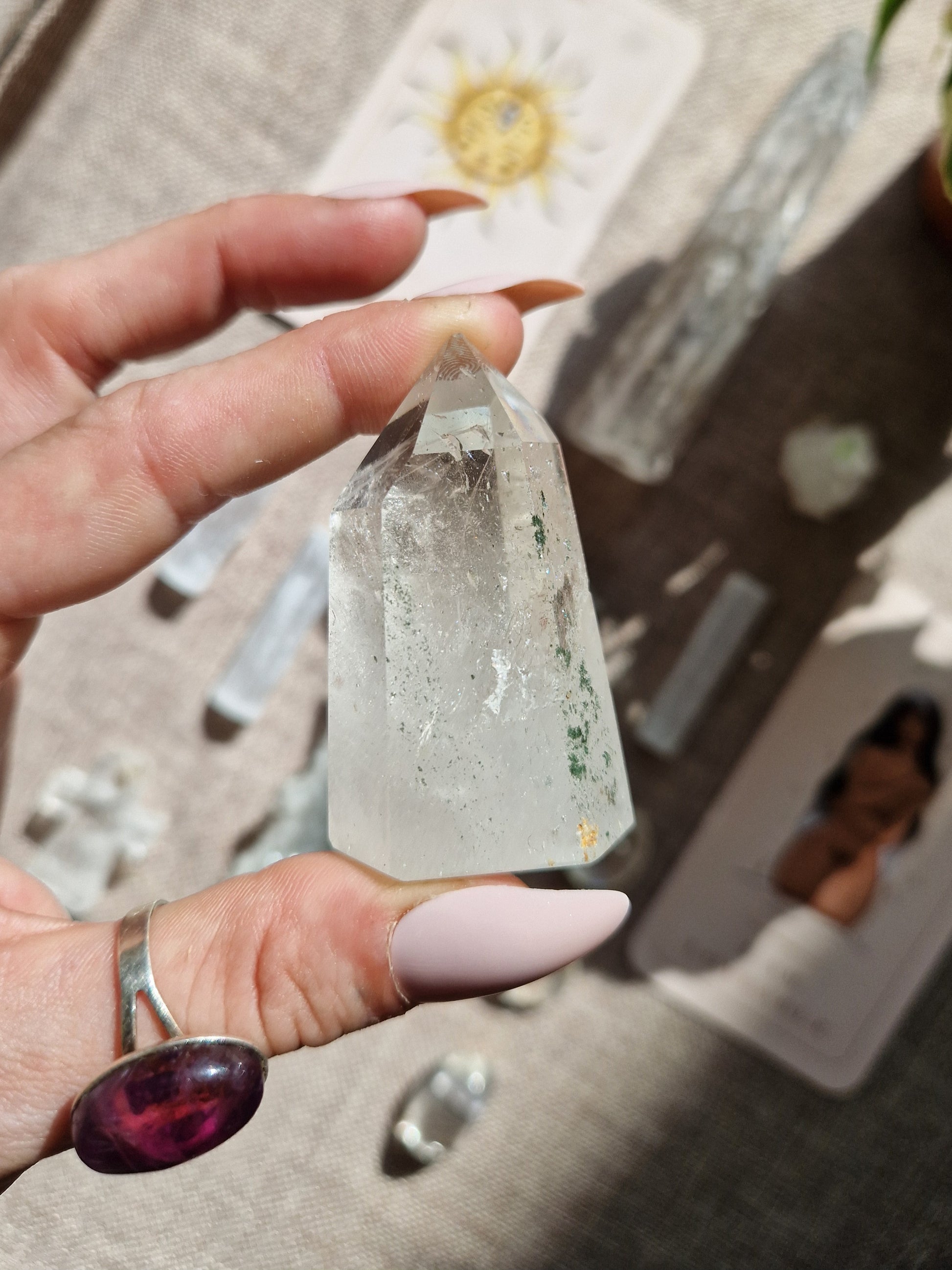 Chlorite in quartz point // crystal tower generator // Crystal healing