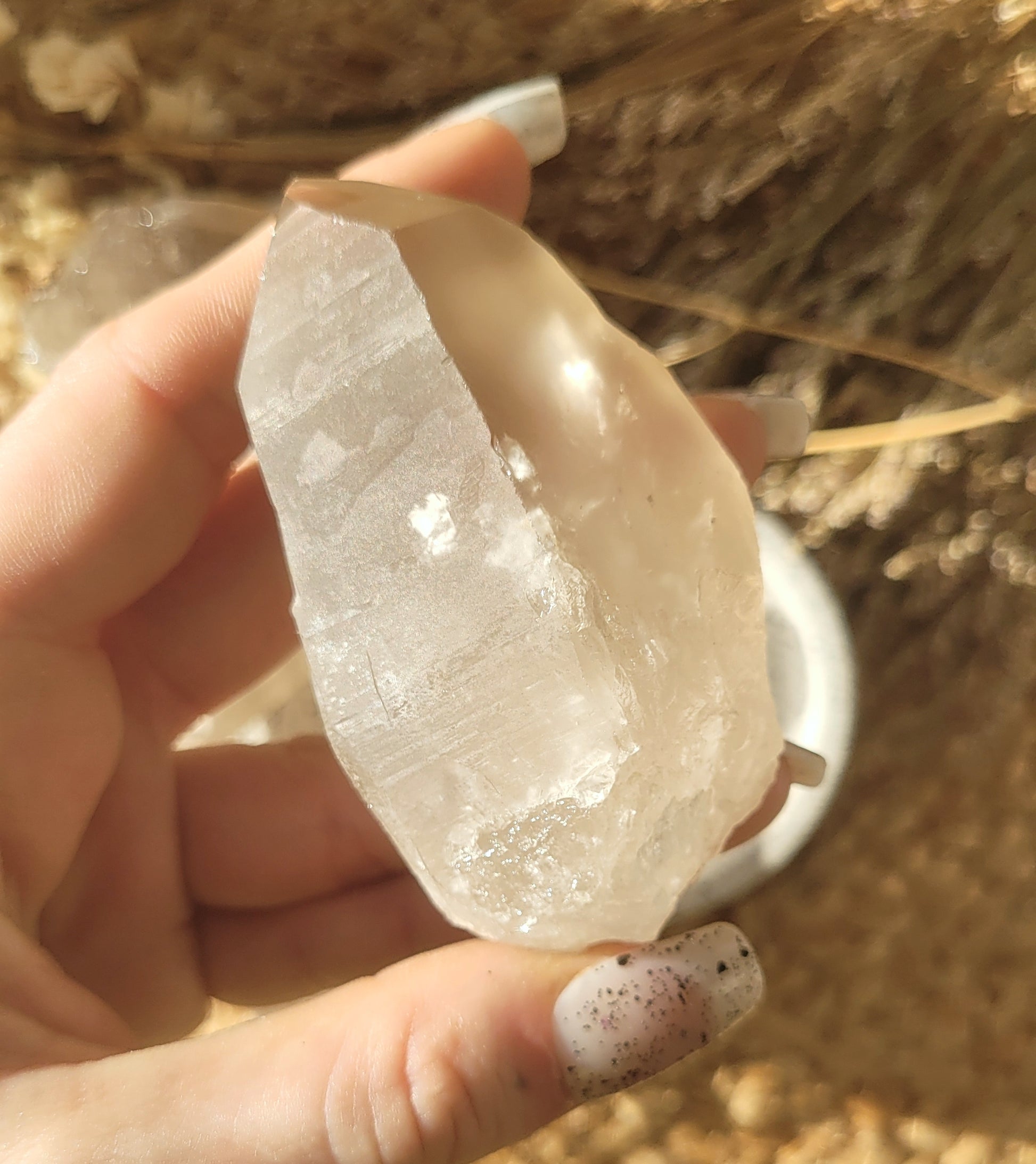 Natural smokey lemurian quartz // etched quartz // approx 7.7cm
