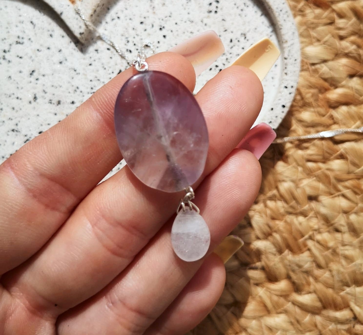 Amethyst & moonstone pendant with chain