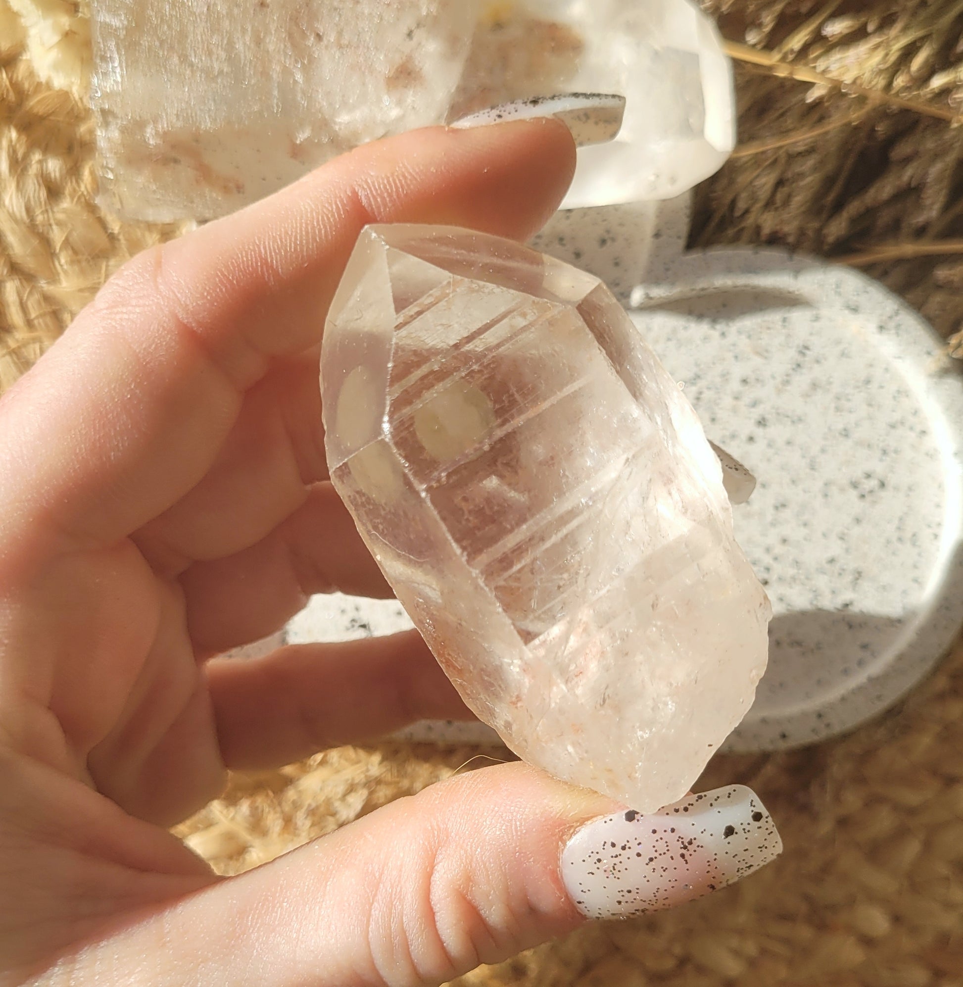 Lemurian seed quartz with inclusions // tangerine lemurian // 6.1cm
