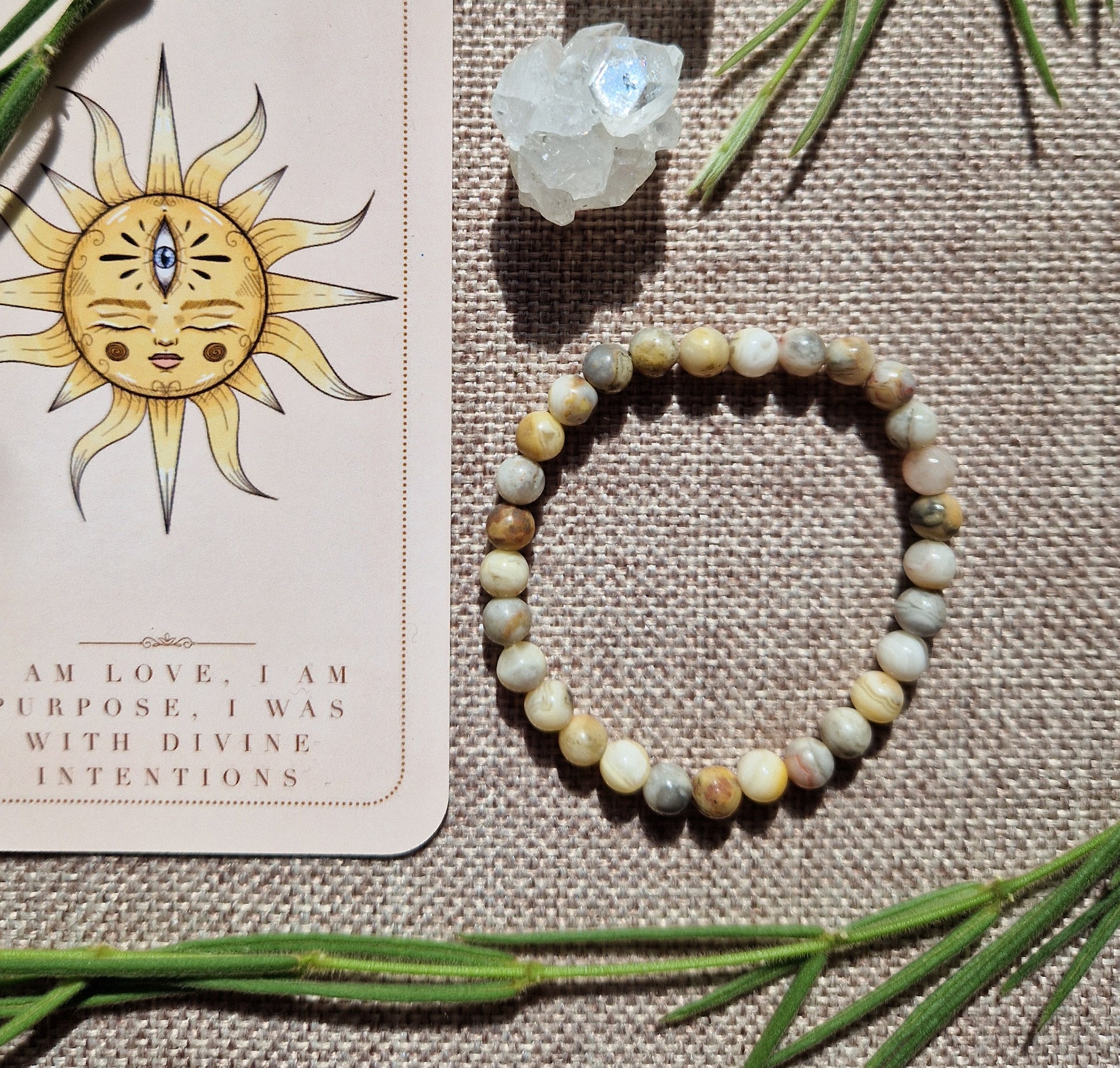 Crazy lace agate 6mm beaded bracelet // handmade elasticated Crystal healing bracelet