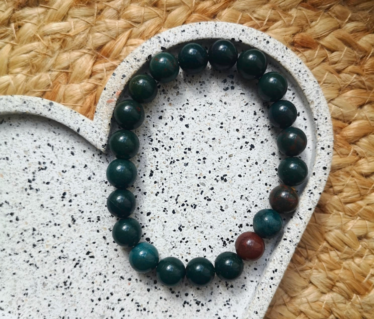 Bloodstone // heliotrope 8mm beaded bracelet