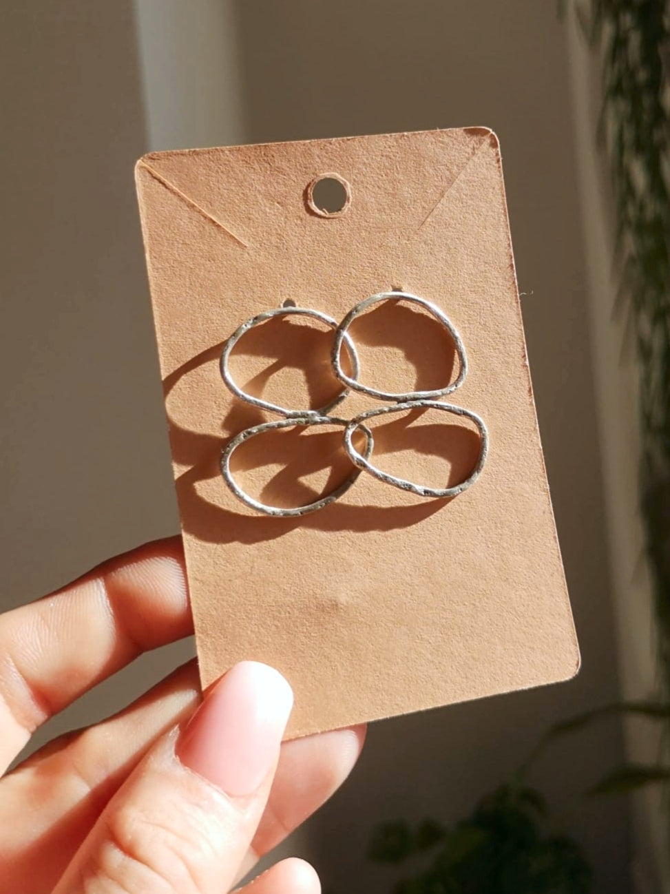 Asymmetric outline studs // textured metal // hand polished // 925-sterling-silver