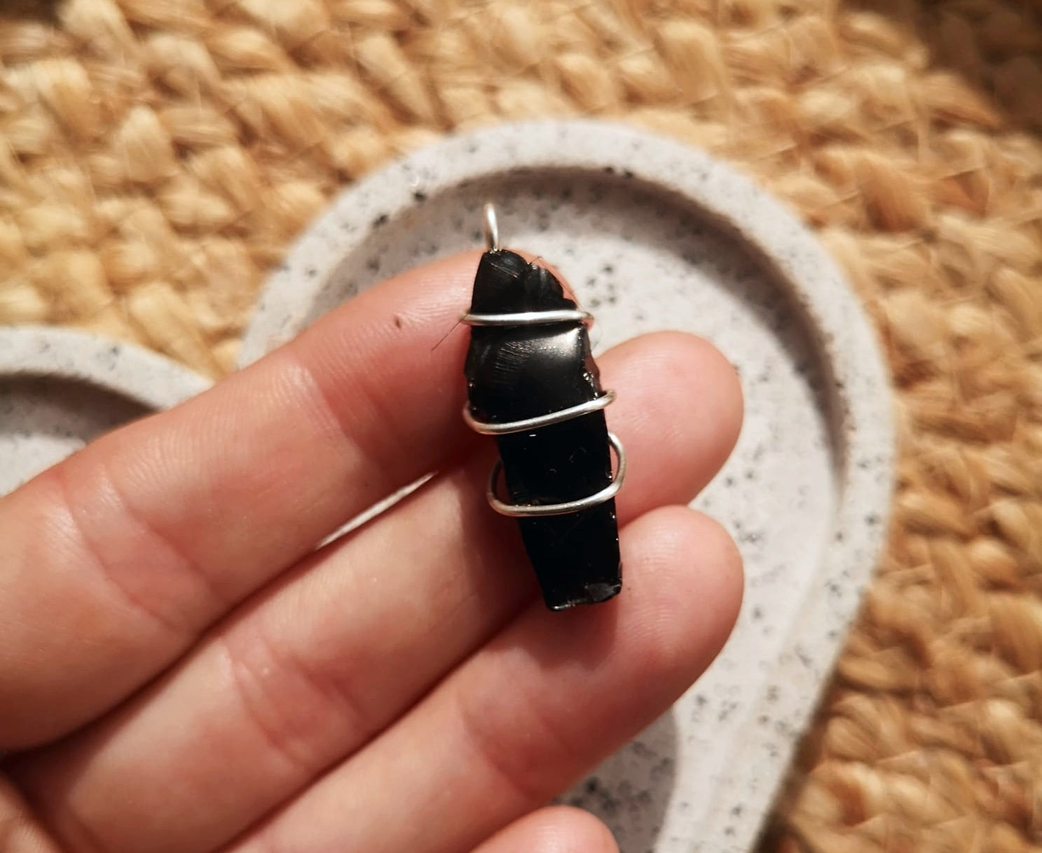 Raw natural shungite // 925-sterling-silver