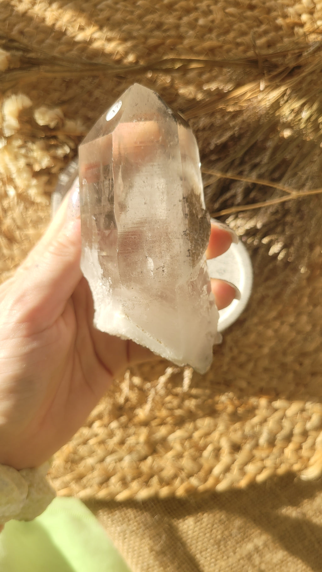Black phantom lemurian seed quartz // carbon inclusions // etched quartz // self healed // approx 12.5cm