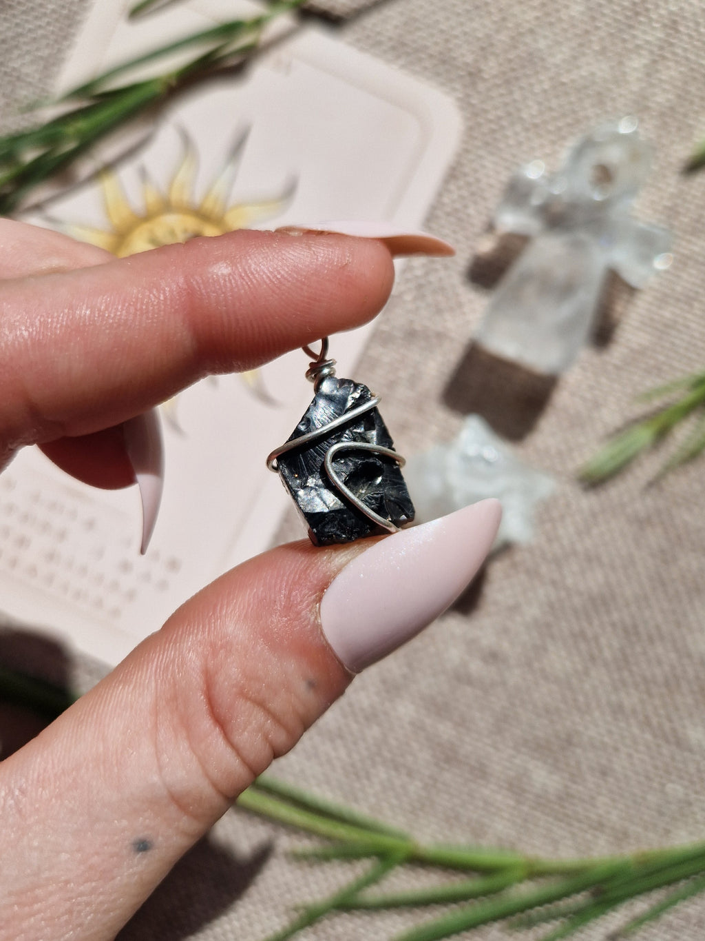Elite shungite pendant // 925 sterling silver wire wrapped necklace