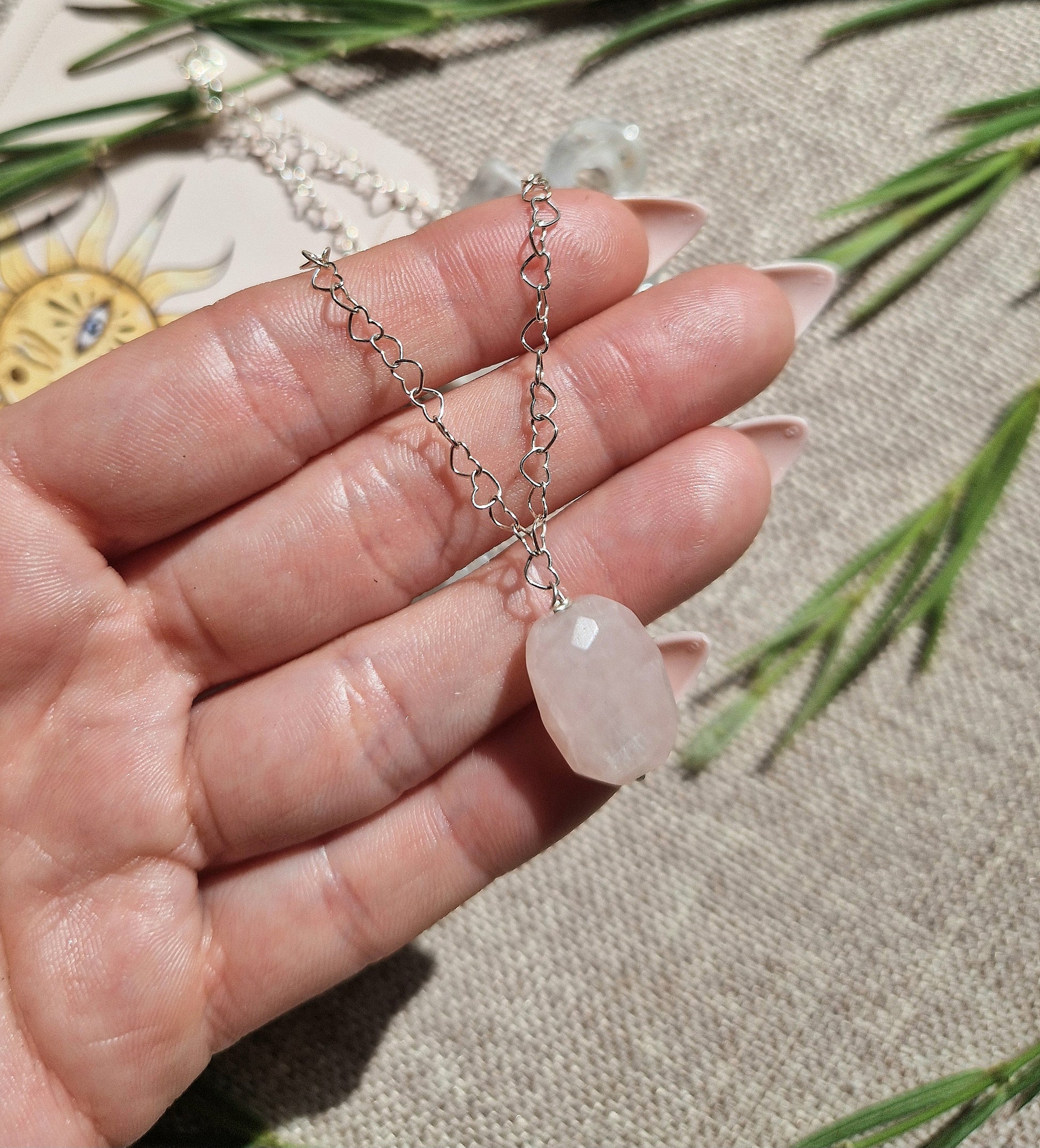 Love heart chain // rose quartz // 925 sterling silver // heart chakra