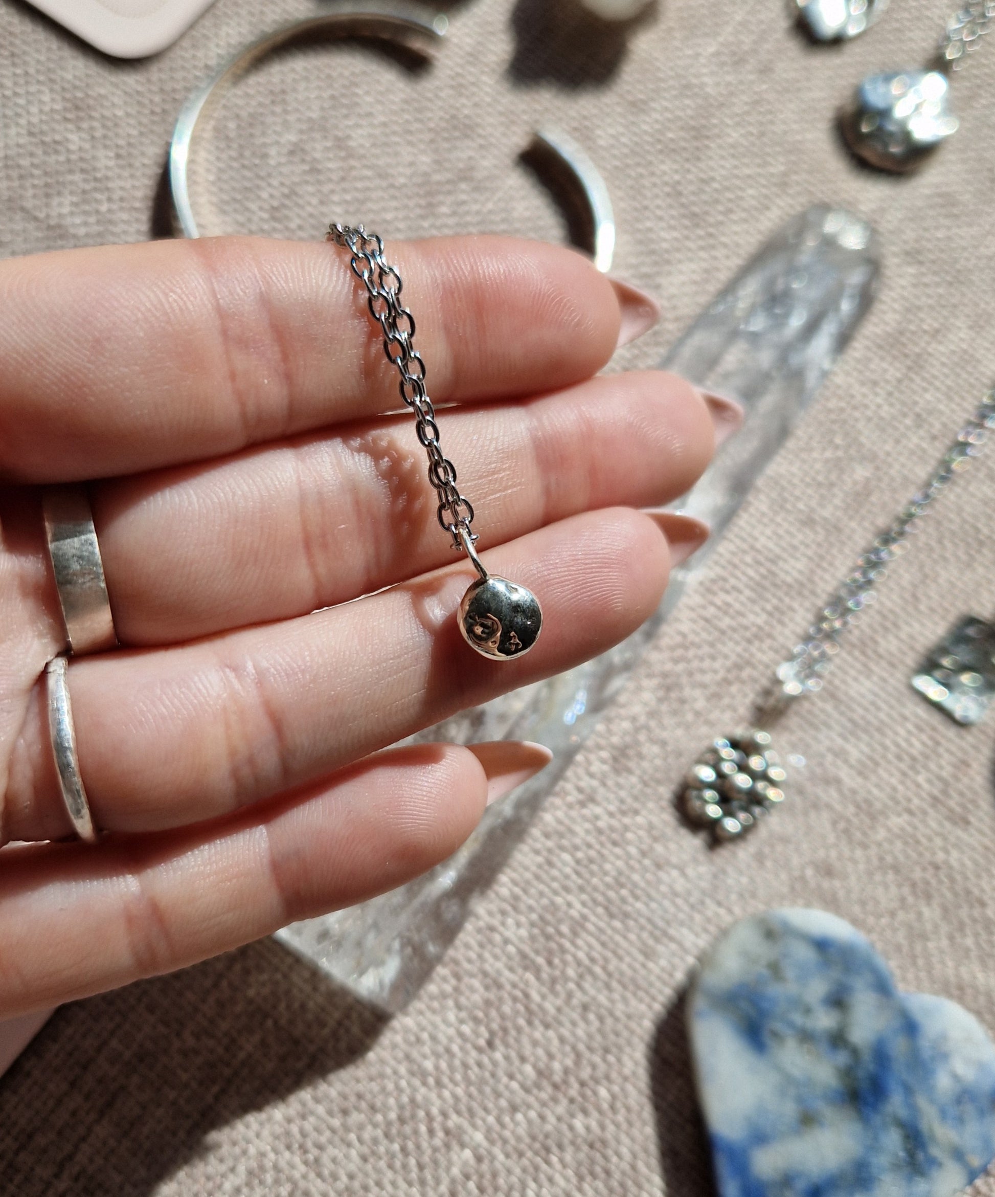 Handmade 925 sterling silver molten droplet pendant  // handmade in Cleethorpes