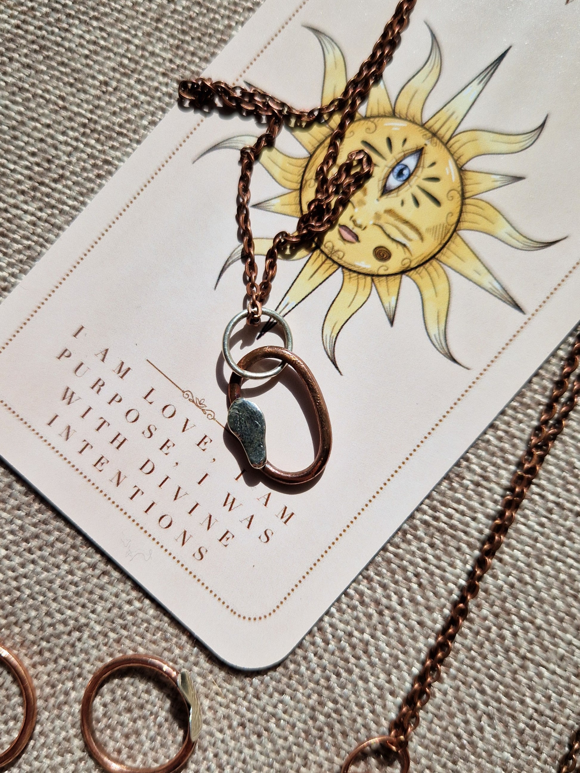 Copper & sterling silver abstract pendant // dual metal  // two tone // handmade in Cleethorpes