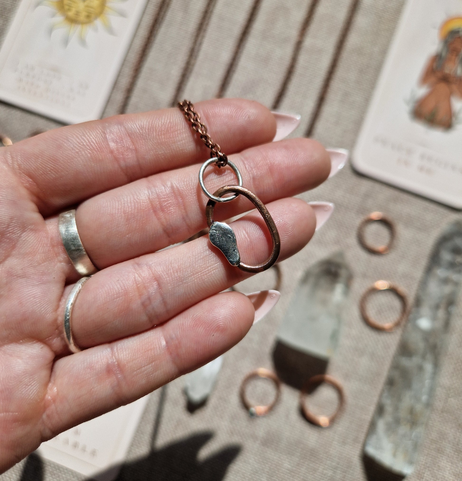 Copper & sterling silver abstract pendant // dual metal  // two tone // handmade in Cleethorpes