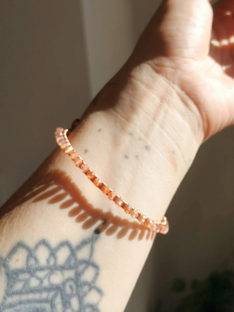 Sunstone & copper bangle // hand wrapped