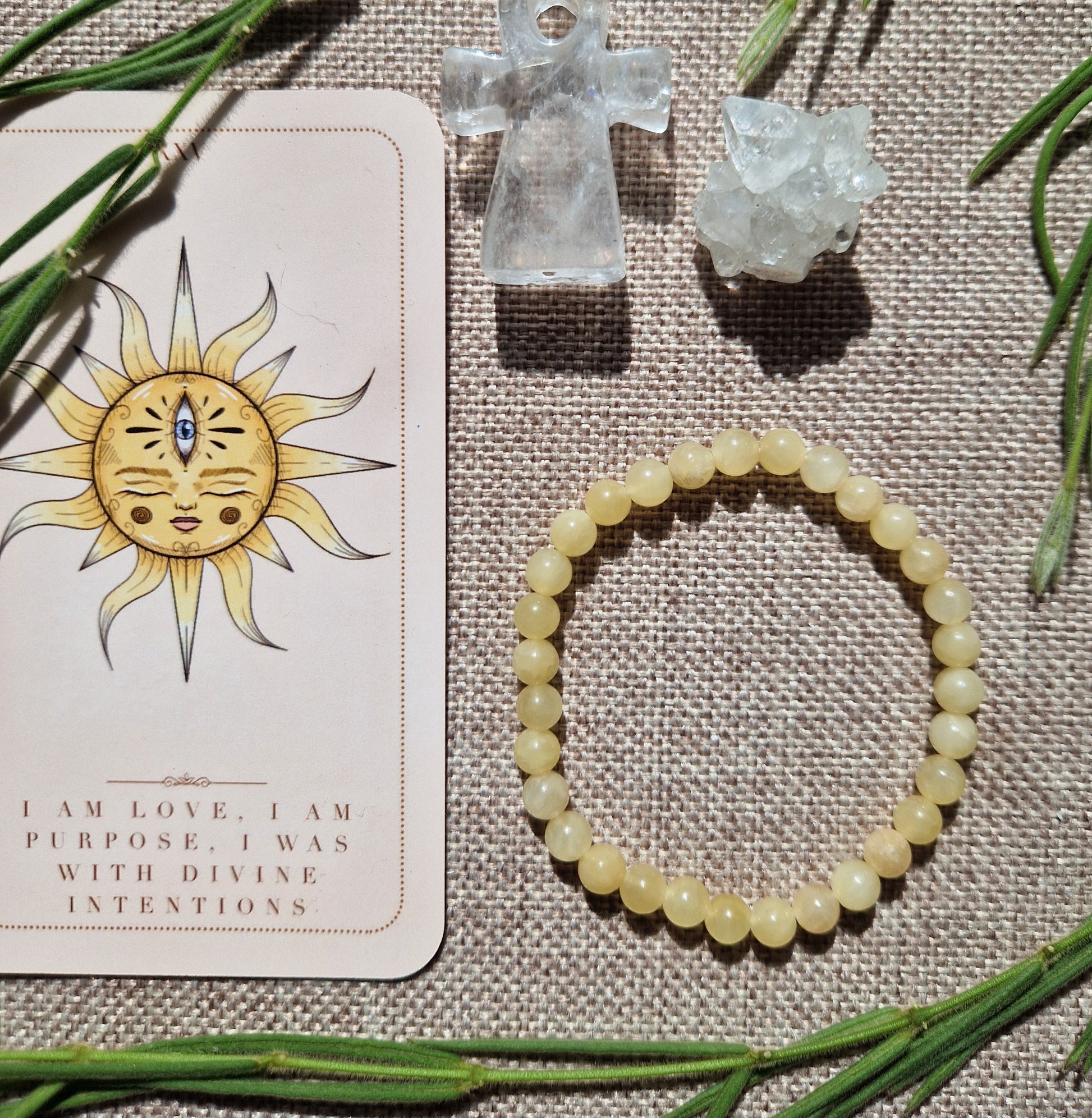 Yellow calcite bracelet // Crystal healing // handmade elasticated Crystal healing bracelet