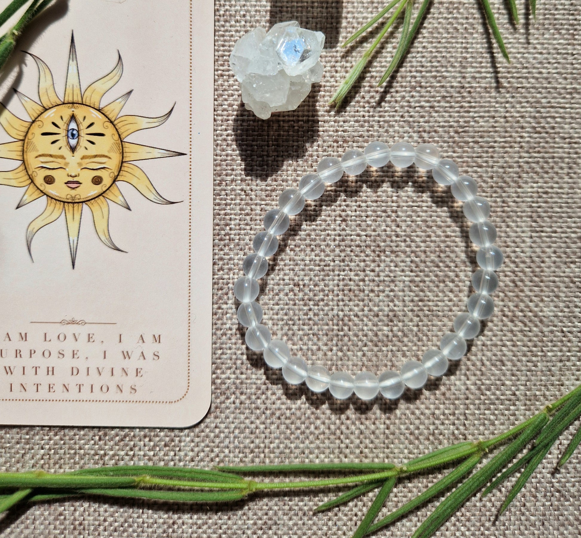 Girasol 6mm beaded bracelet // handmade elasticated Crystal healing bracelet