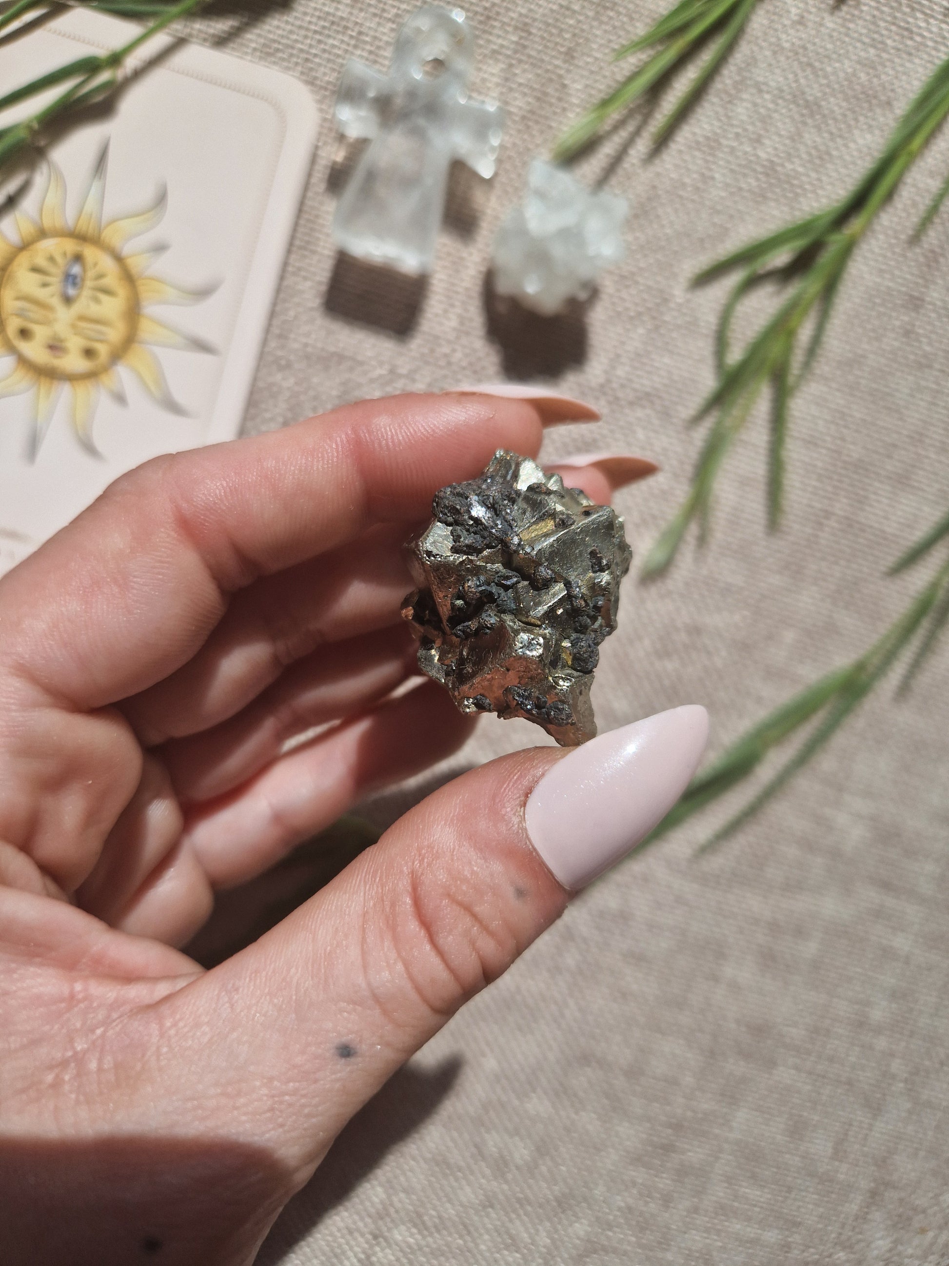 Pyrite with goethite Crystal specimen // Crystal healing