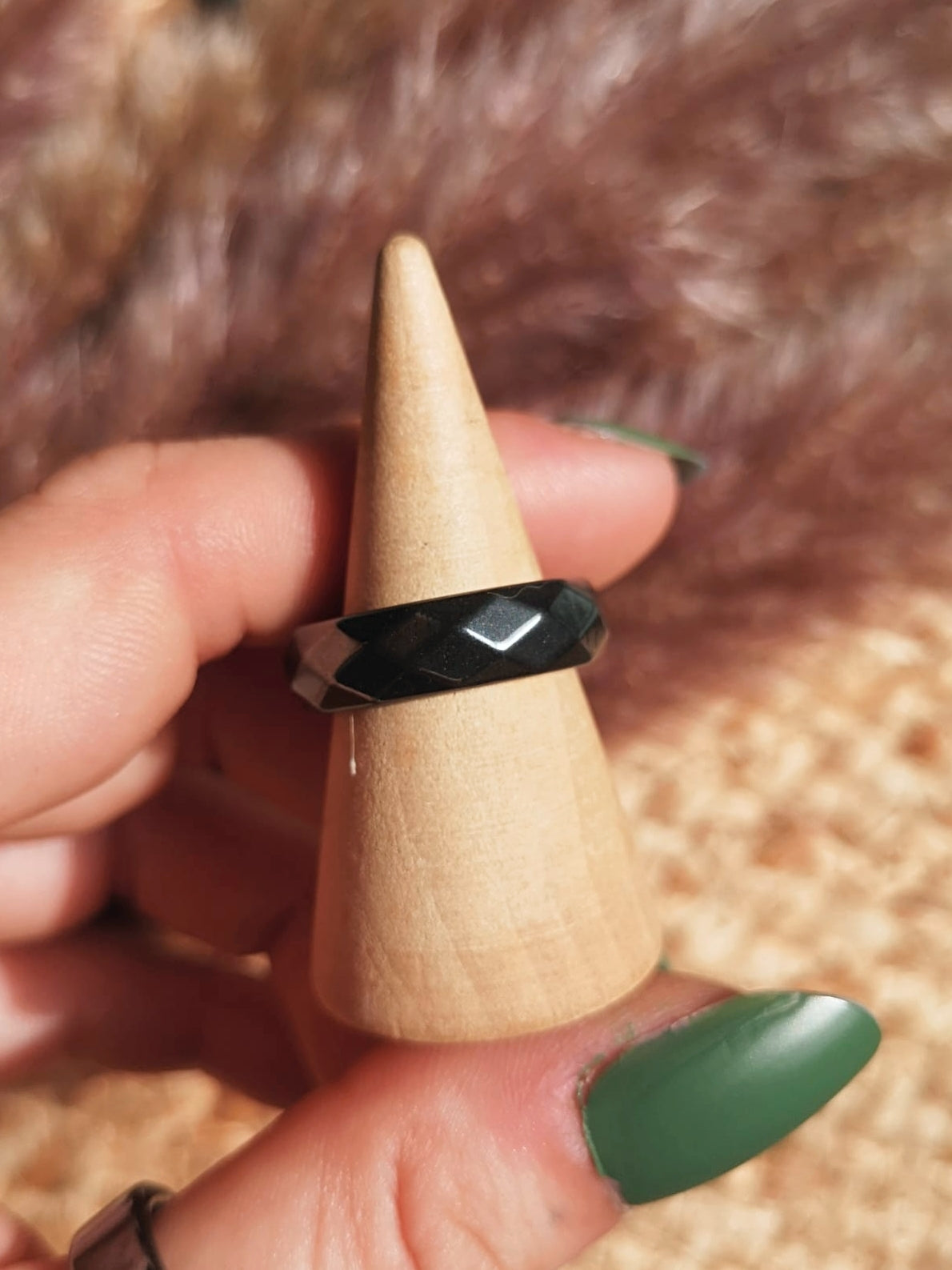Faceted hematite ring x1 intuitively picked