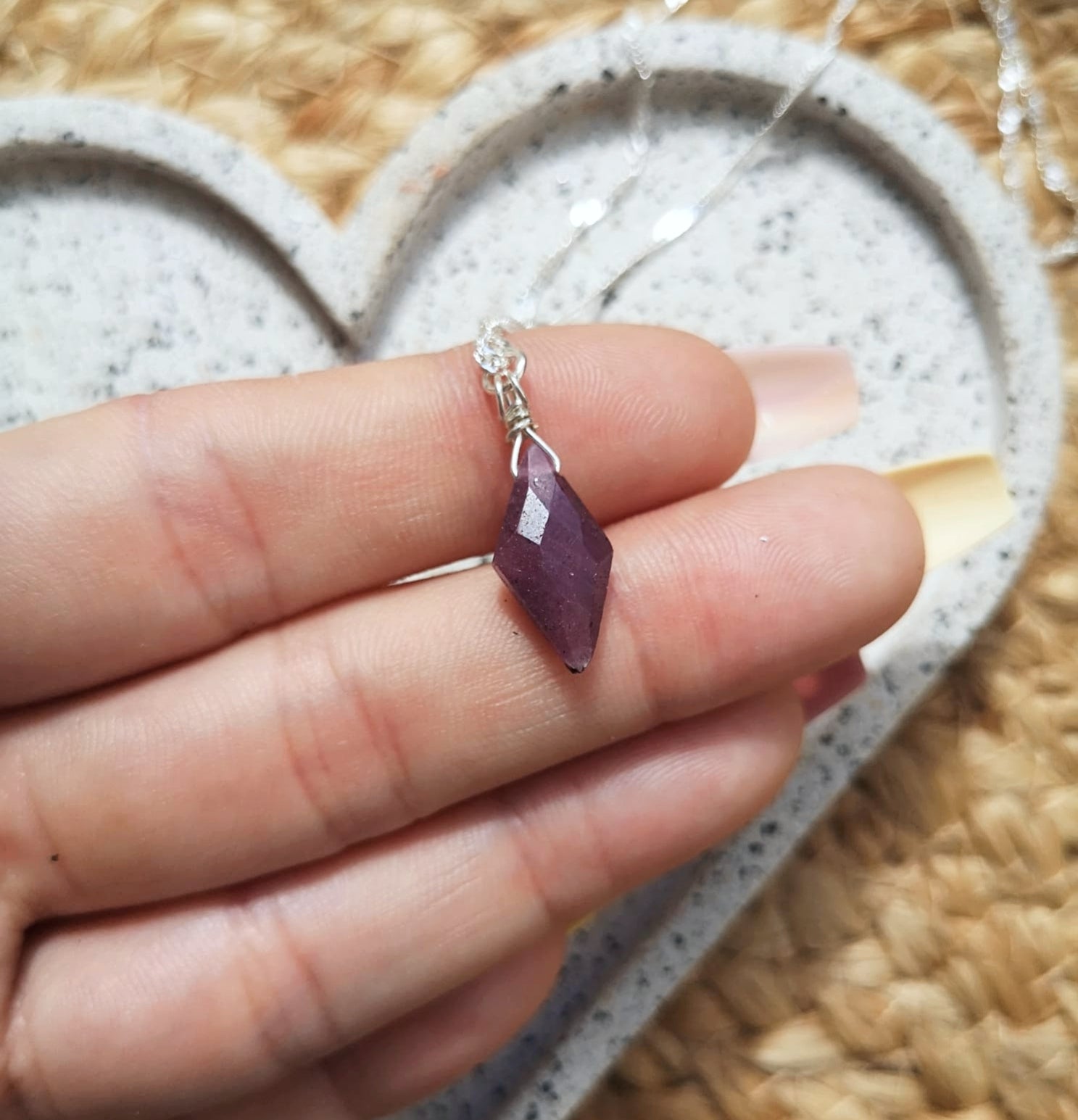 Natural Ruby faceted pendant // 925-sterling-silver