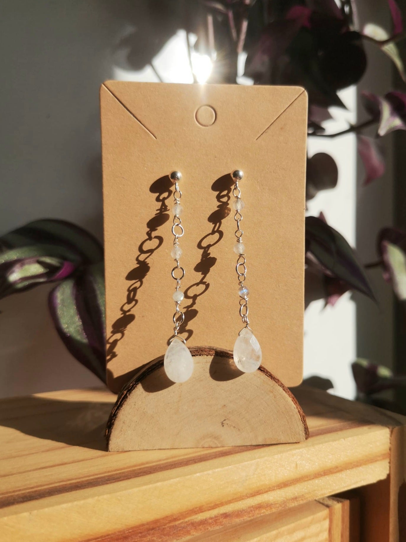 Moonstone & labradorite dangle earrings // 925-sterling-silver