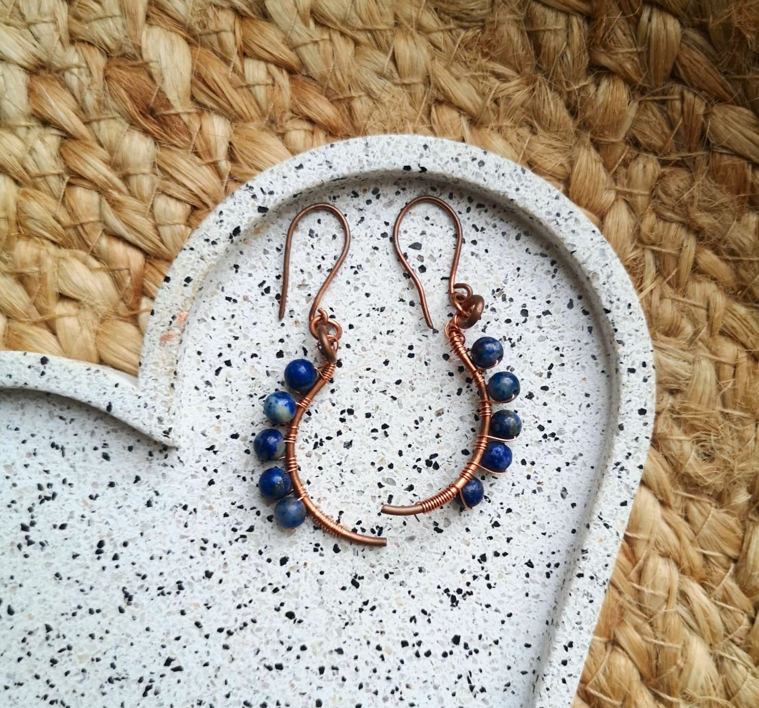 Lapis lazuli & copper earrings
