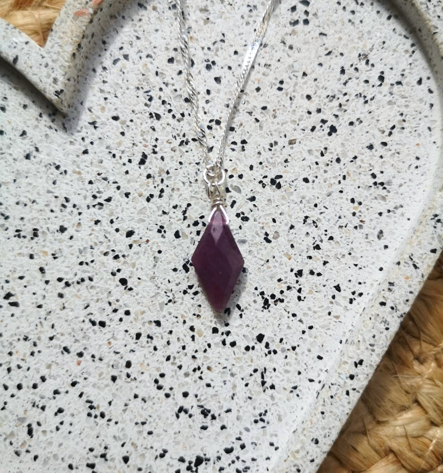 Natural Ruby faceted pendant // 925-sterling-silver