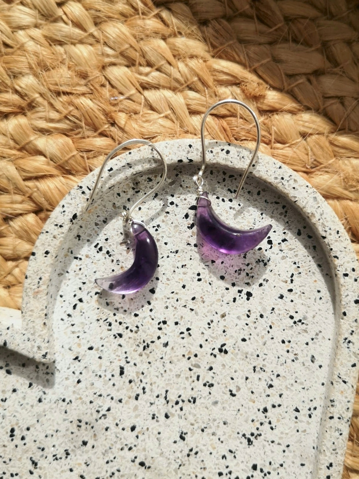 Amethyst crescent moon earrings // 925-sterling-silver