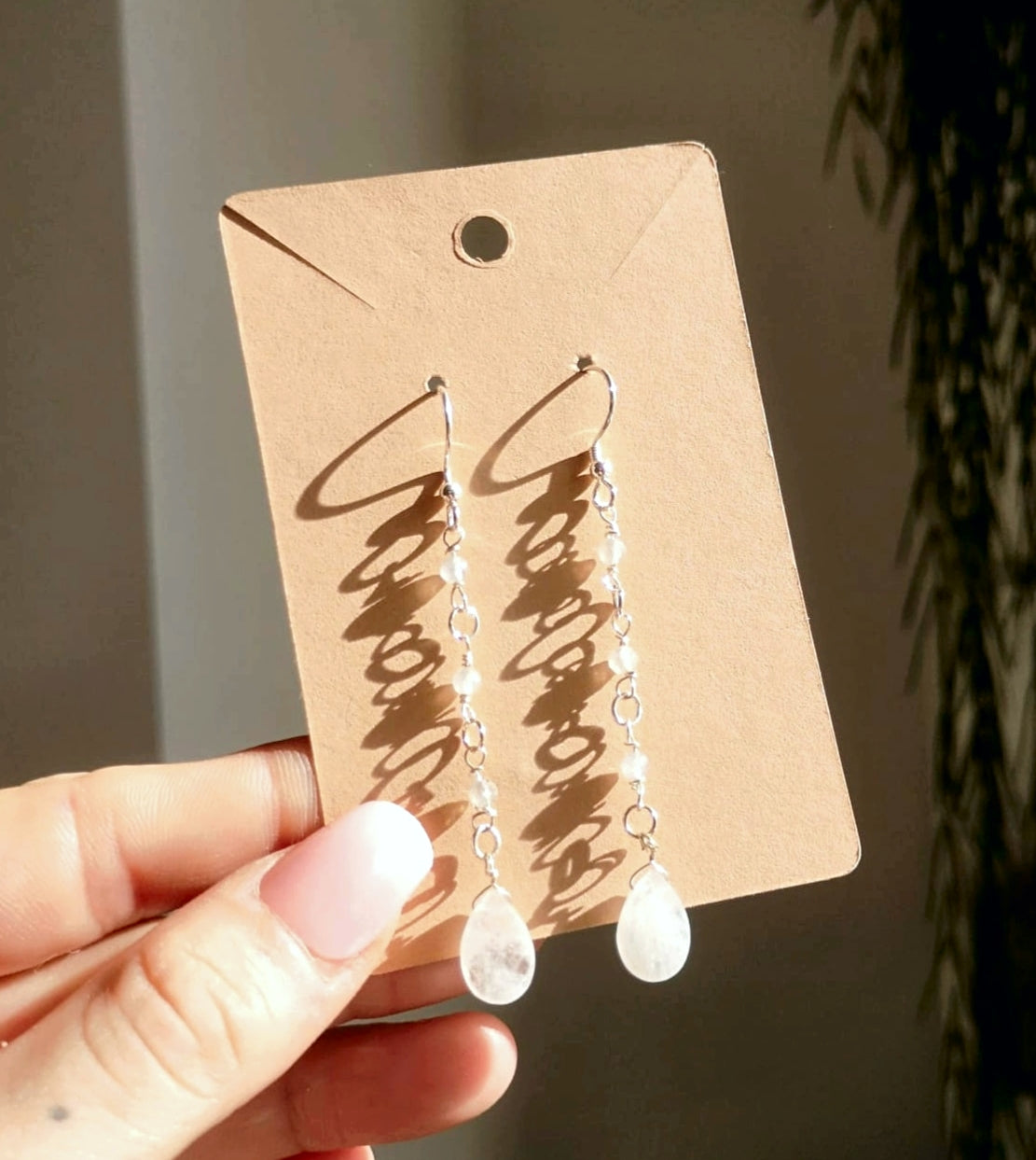 Moonstone & labradorite dangle earrings // 925-sterling-silver