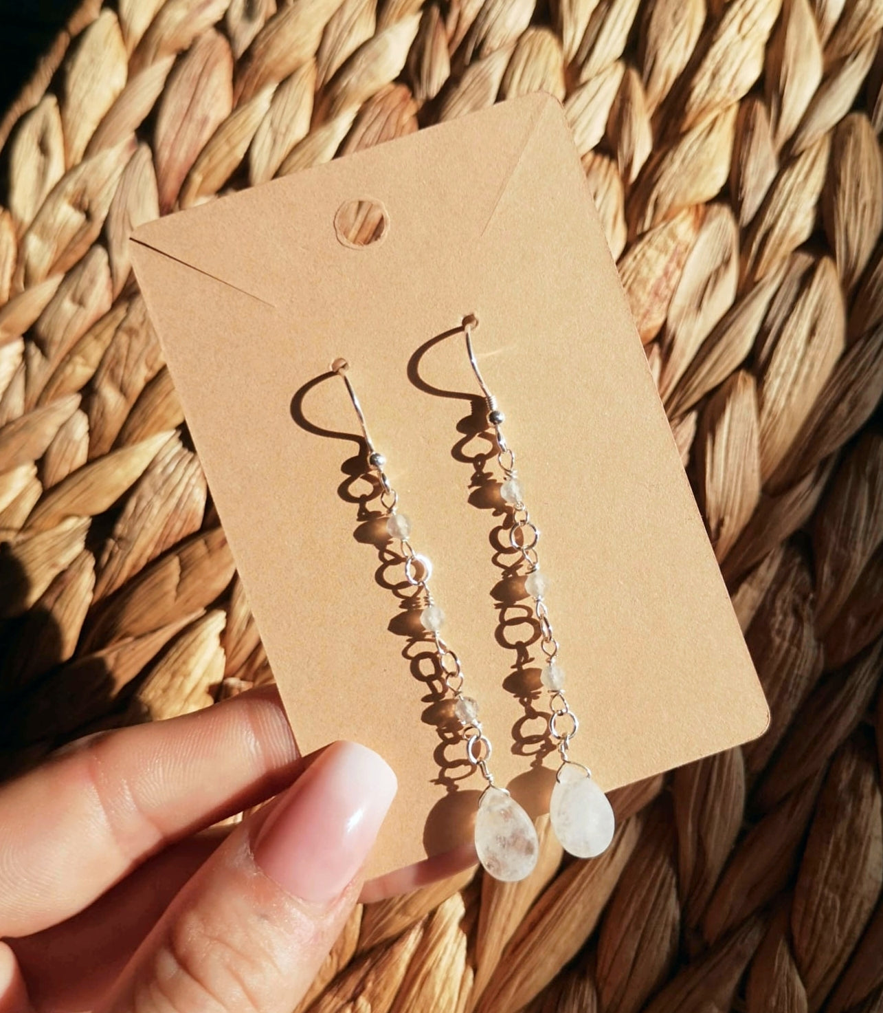 Moonstone & labradorite dangle earrings // 925-sterling-silver