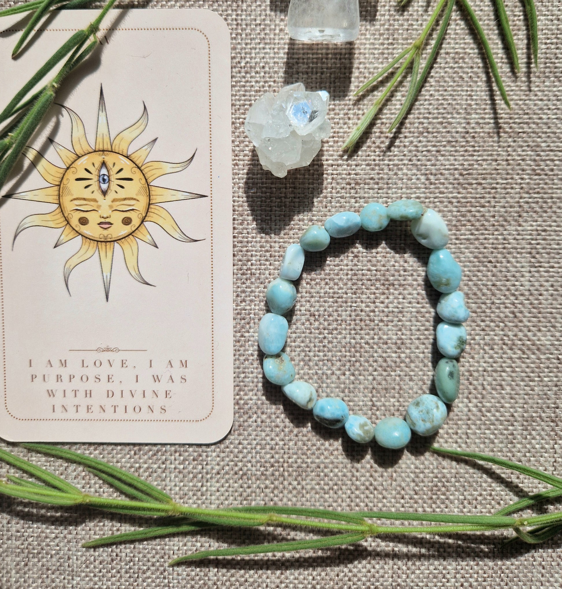 Larimar tumble bracelet // Crystal healing // handmade elasticated Crystal healing bracelet
