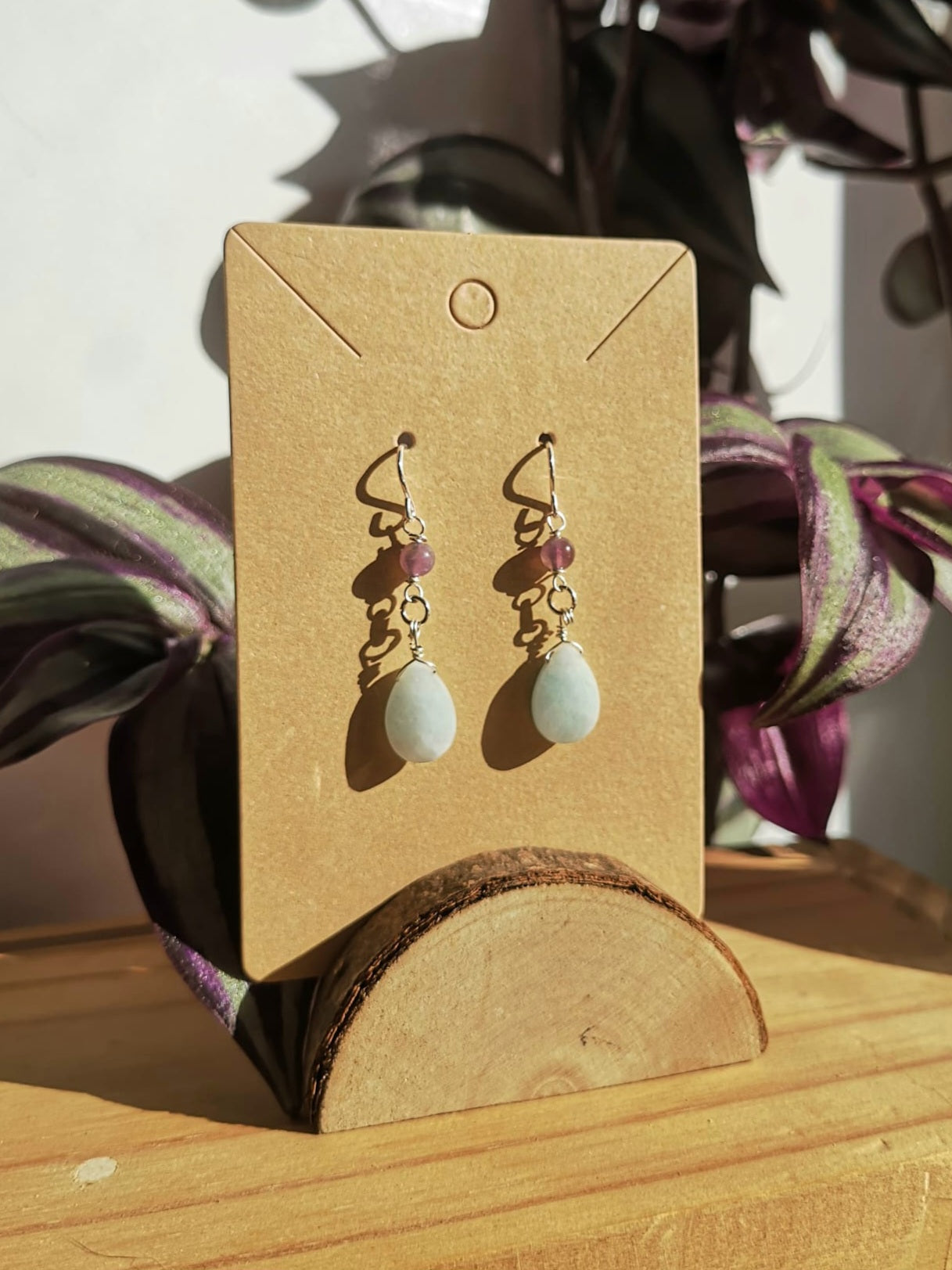 Aquamarine & amethyst drop dangle earrings // 925-sterling-silver